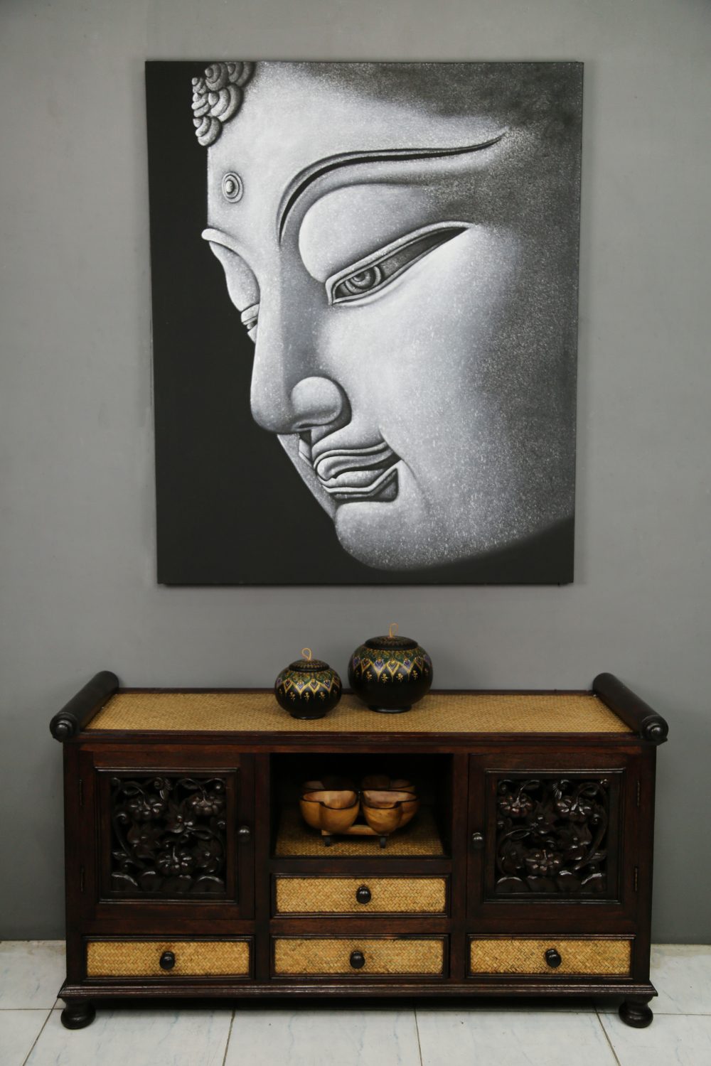 100 x 120 cm Buddha Profile On Frame 1