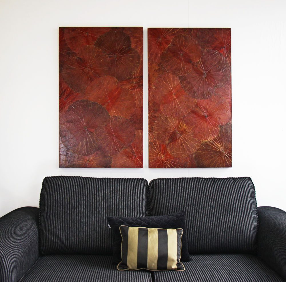 100 x 60 Lotus Leaf Art Rustic Red 3 100 x 60 Lotus Leaf Art Rustic Red