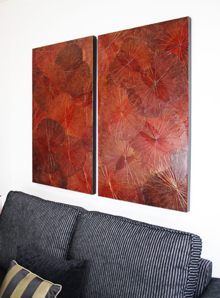 100 x 60 Lotus Leaf Art Rustic Red 4 100 x 60 Lotus Leaf Art Rustic Red