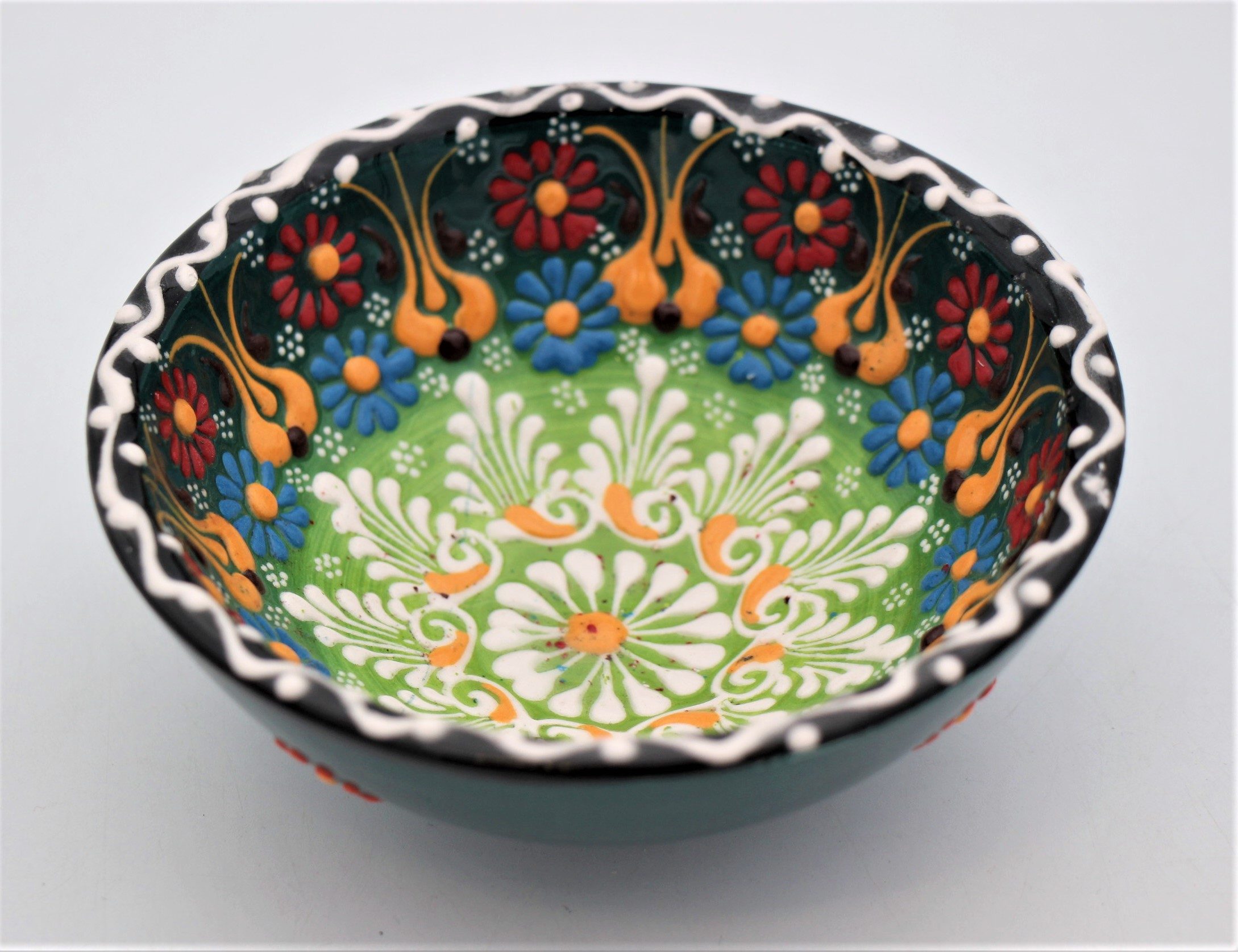 12 Cm Turkish Hand Painted Ceramic Bowl Colourful Dantel 1