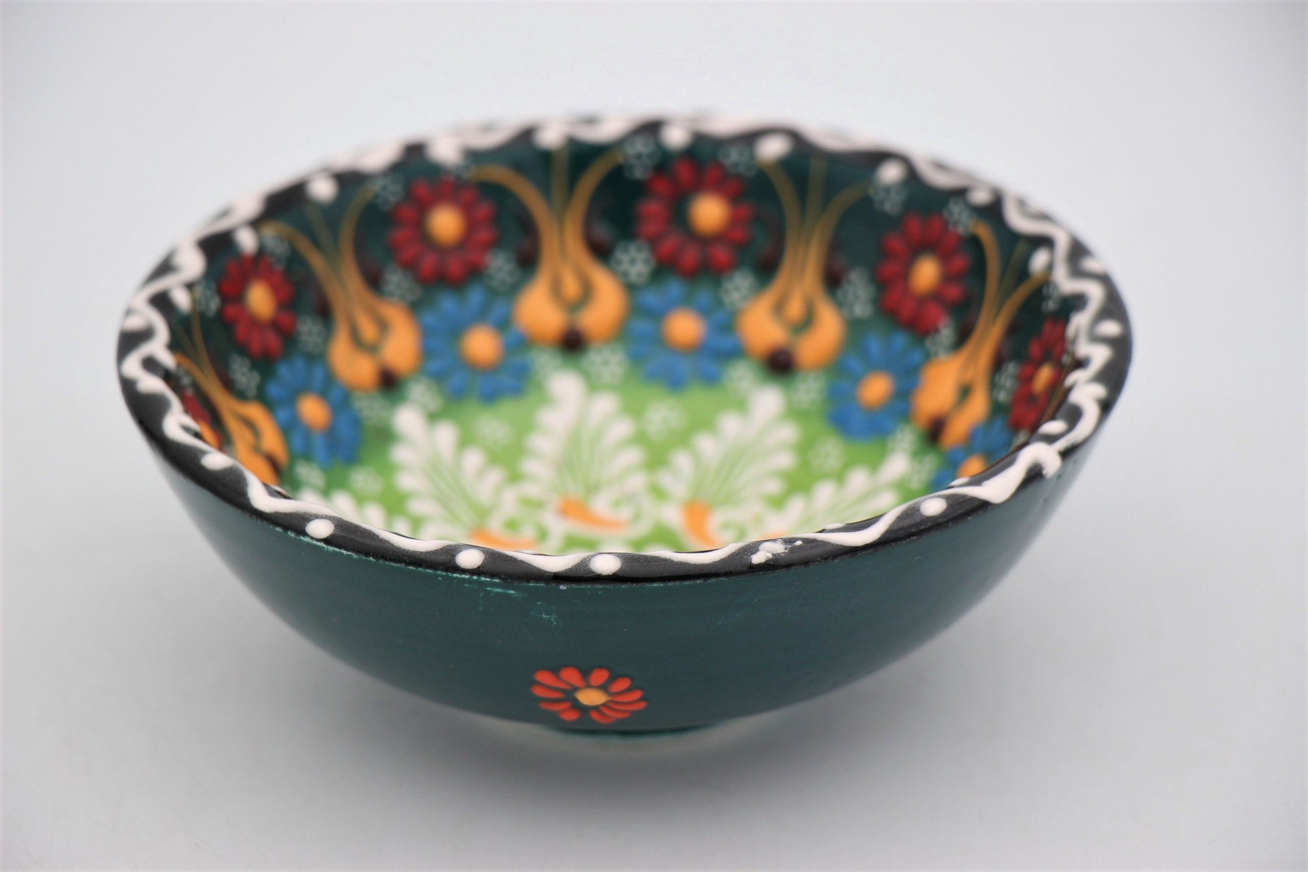 12 Cm Turkish Hand Painted Ceramic Bowl Colourful Dantel 1a