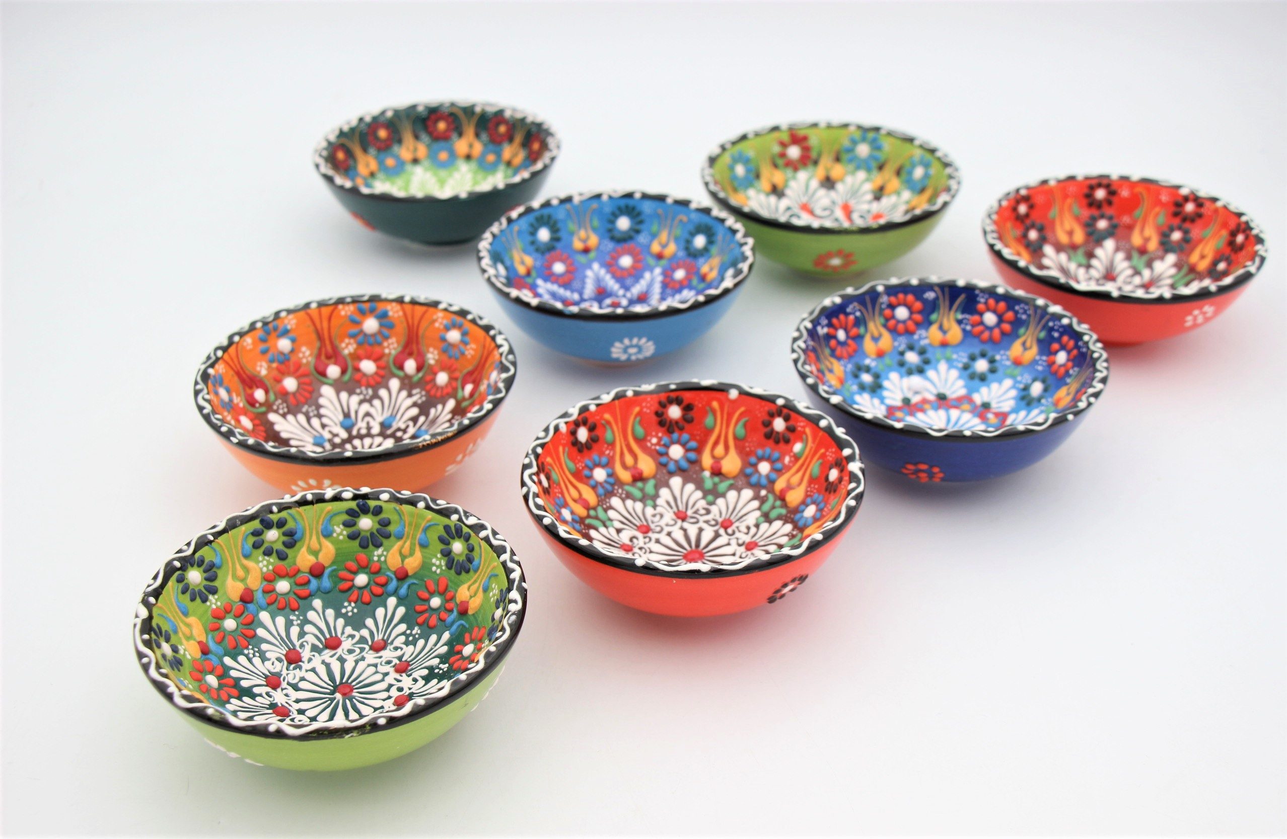 12 Cm Turkish Hand Painted Ceramic Bowl Colourful Dantel all