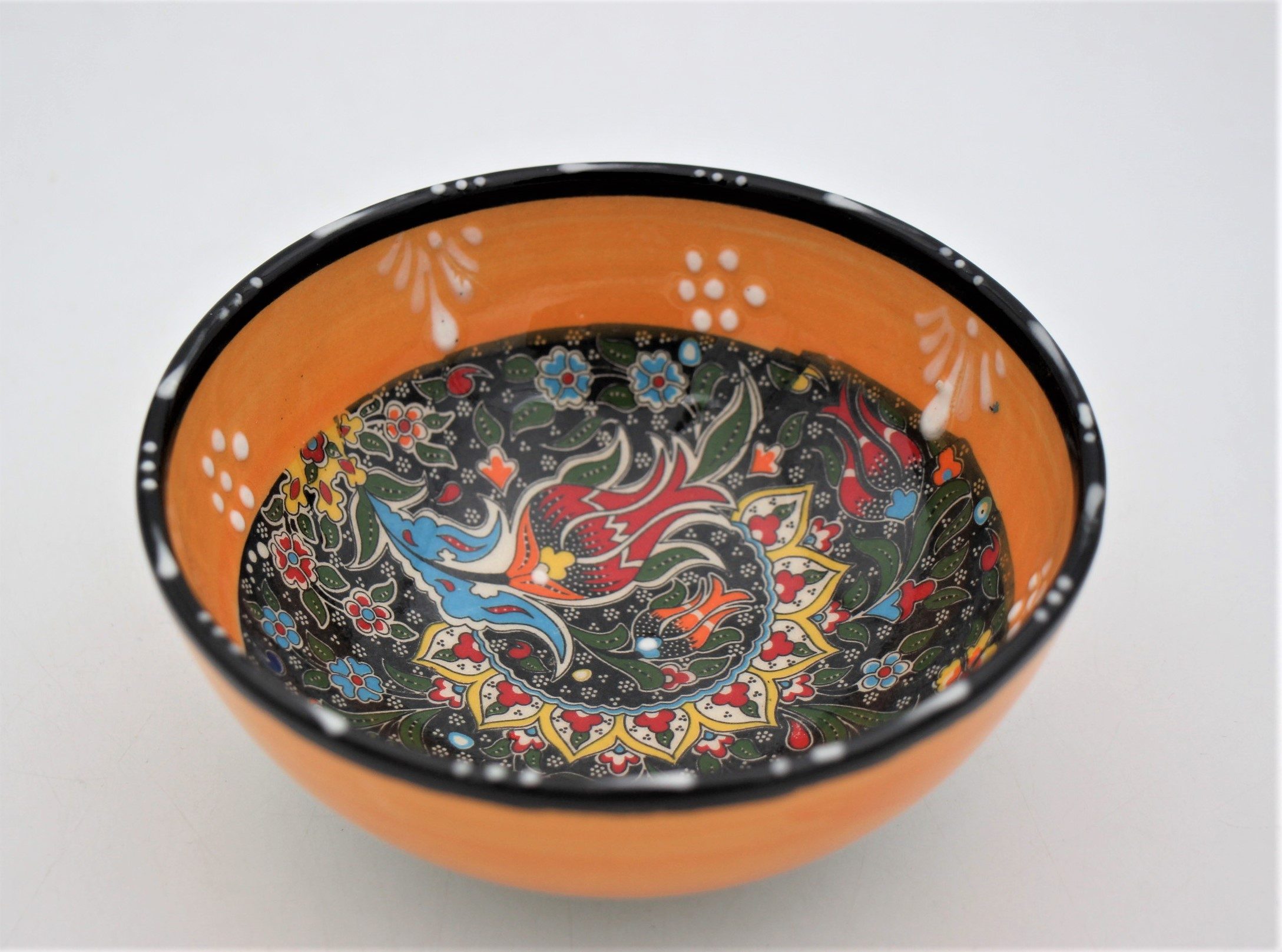 12 Cm Turkish Hand Painted Ceramic Bowl Colourful Relief 1
