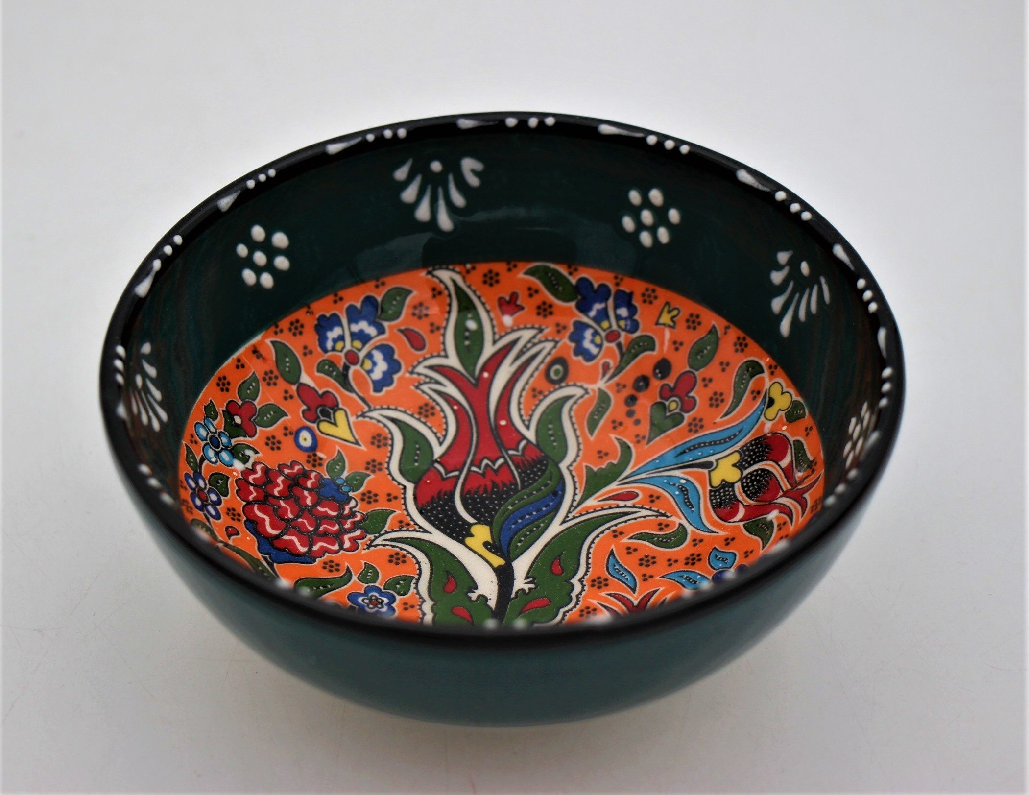 12 Cm Turkish Hand Painted Ceramic Bowl Colourful Relief 2