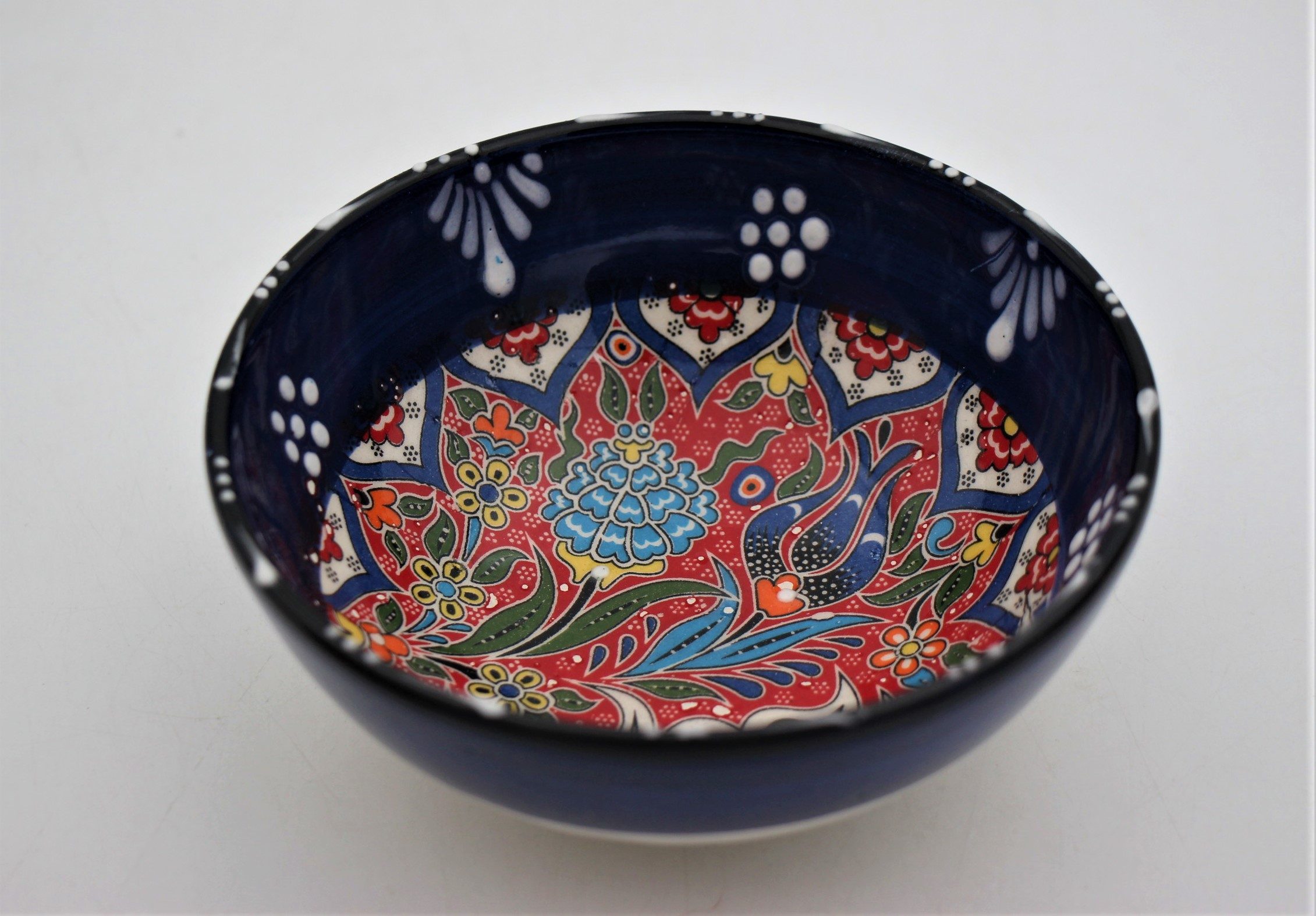 12 Cm Turkish Hand Painted Ceramic Bowl Colourful Relief 3
