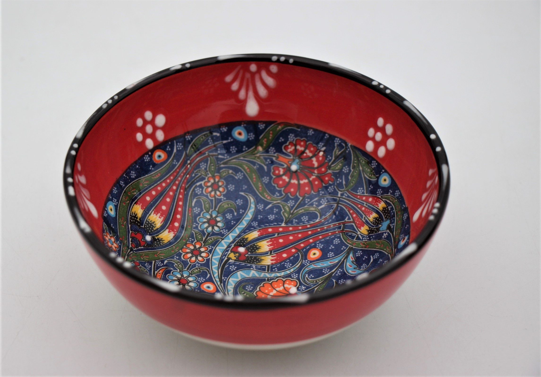 12 Cm Turkish Hand Painted Ceramic Bowl Colourful Relief 6