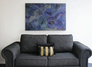 120 x 80 Lotus Leaf Art Moody Blue