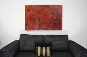 120 x 80 Lotus Leaf Art Rustic Red