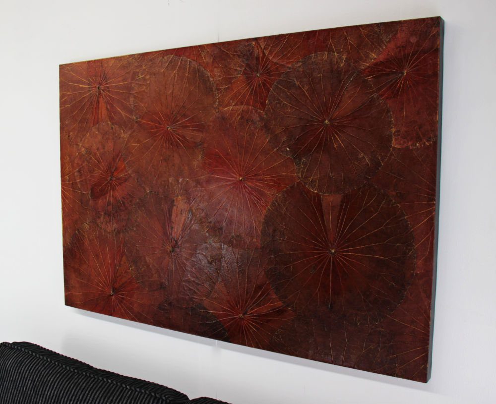 120 x 80 Lotus Leaf Art Rustic Red 3 120 x 80 Lotus Leaf Art Rustic Red