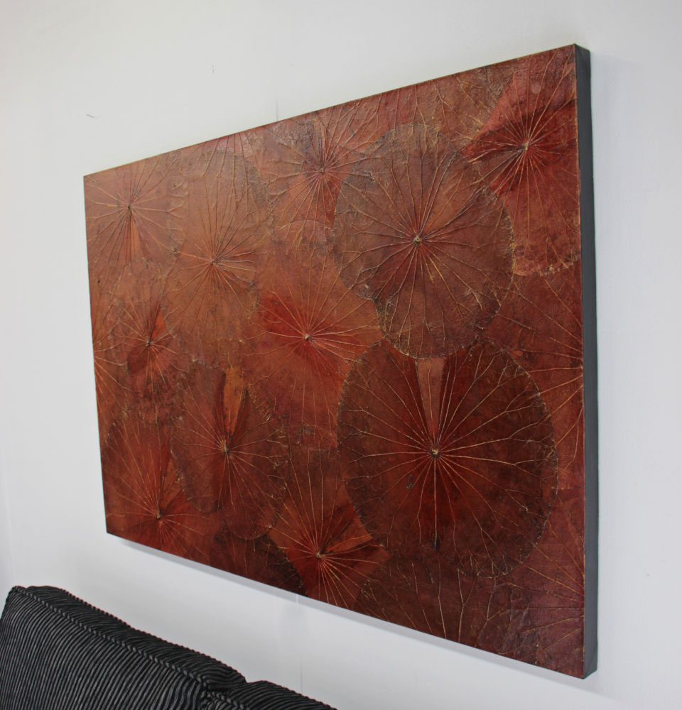 120 x 80 Lotus Leaf Art Rustic Red 4 120 x 80 Lotus Leaf Art Rustic Red