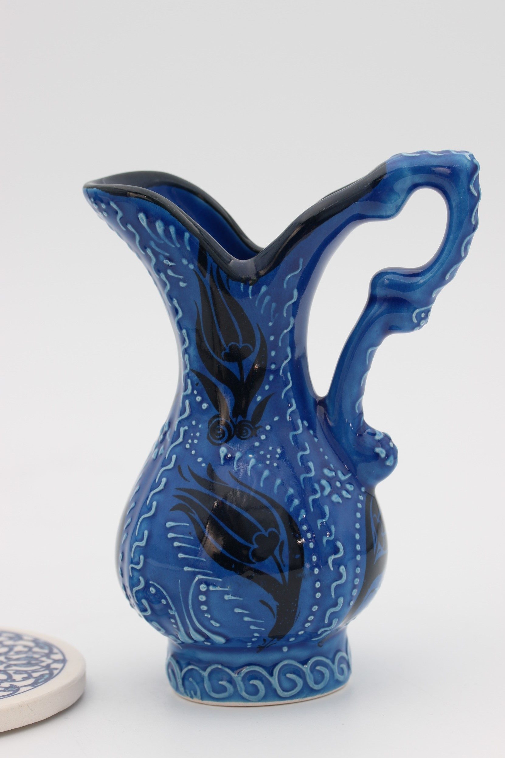 15cm Handpainted Turkish Pitcher Vase Turquoise Blue