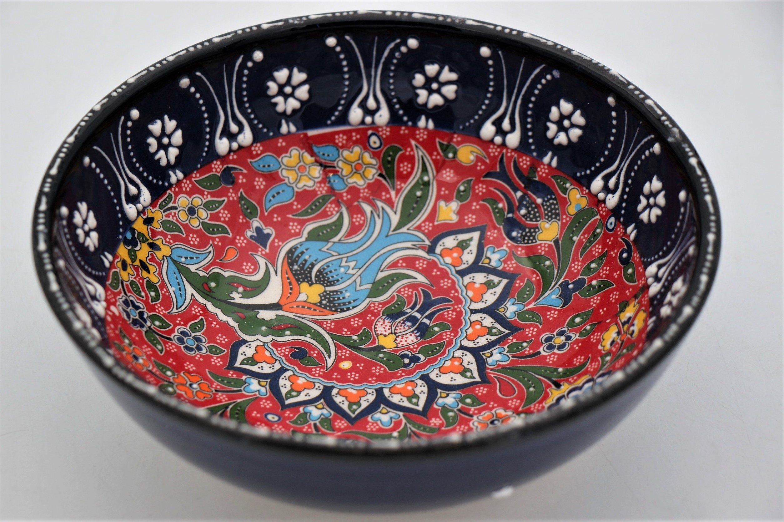 16cm Turkish Hand Painted Ceramic Bowl Relief 1