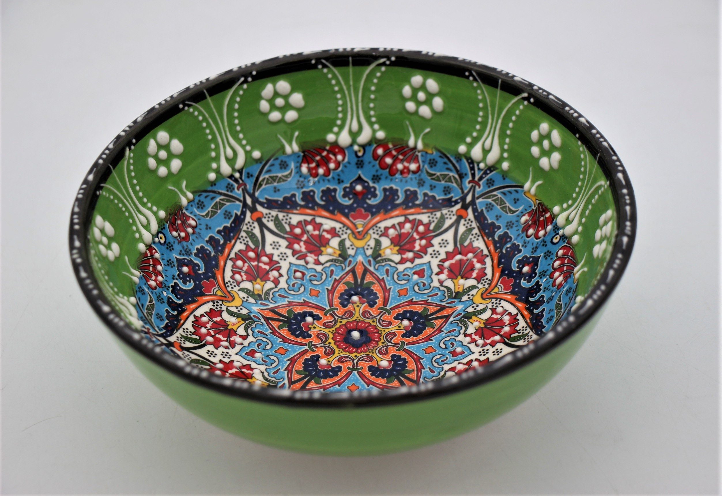 16cm Turkish Hand Painted Ceramic Bowl Relief 2