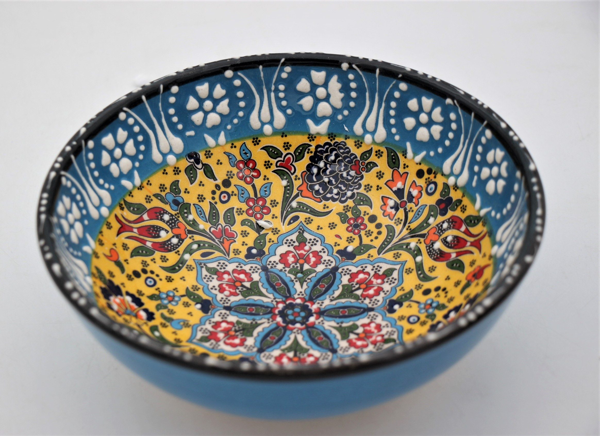 16cm Turkish Hand Painted Ceramic Bowl Relief 3