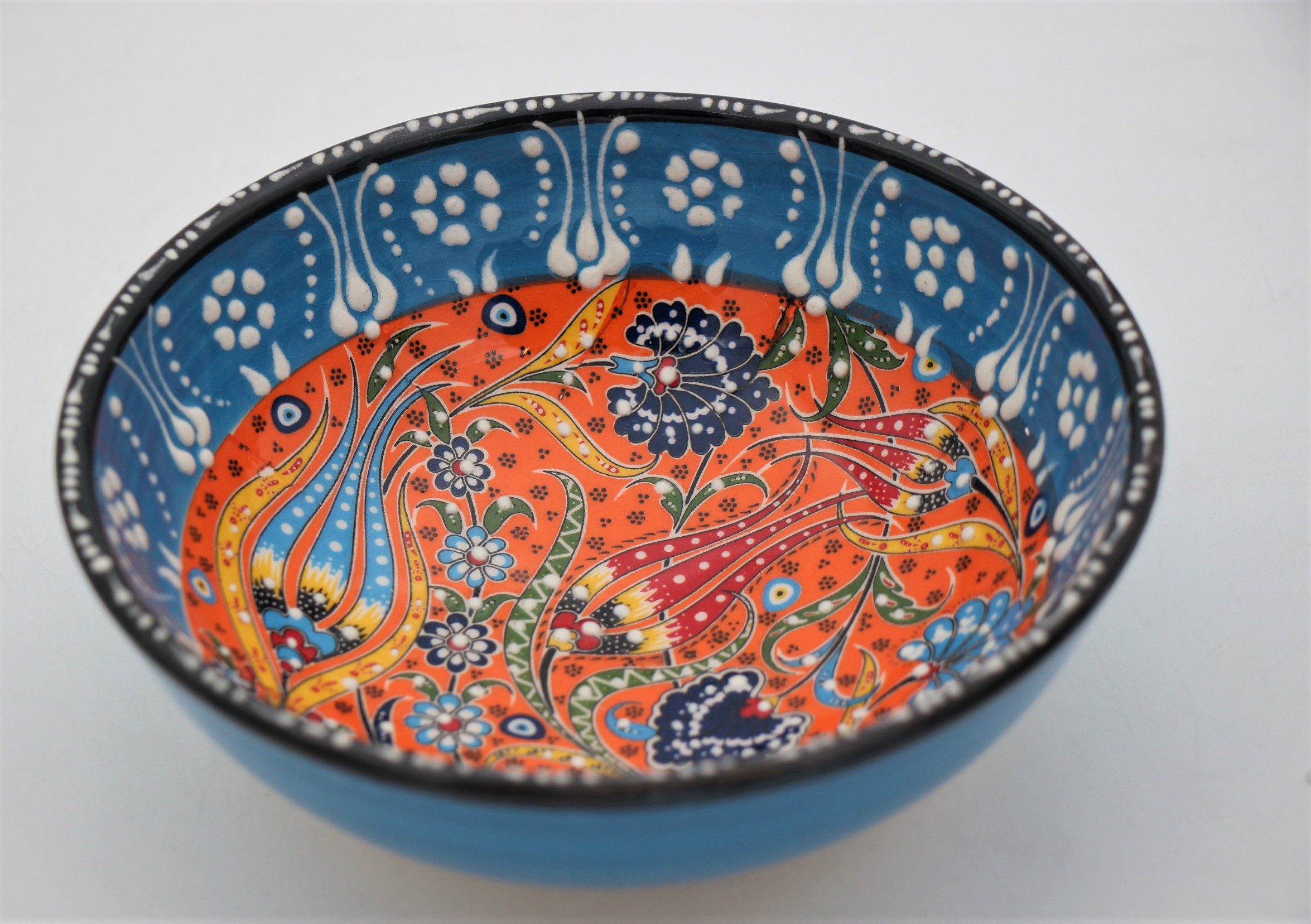 16cm Turkish Hand Painted Ceramic Bowl Relief 4