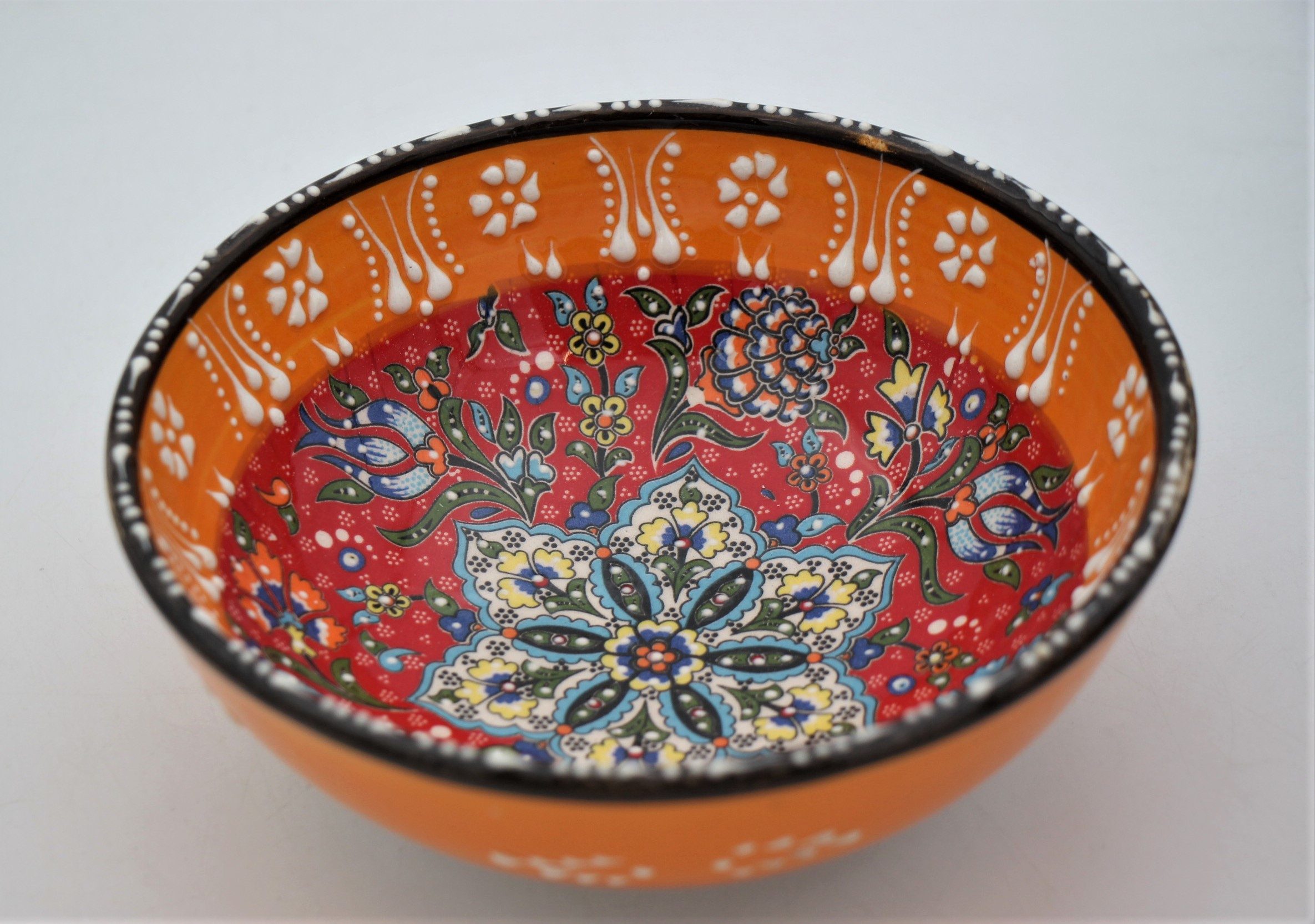 16cm Turkish Hand Painted Ceramic Bowl Relief 6