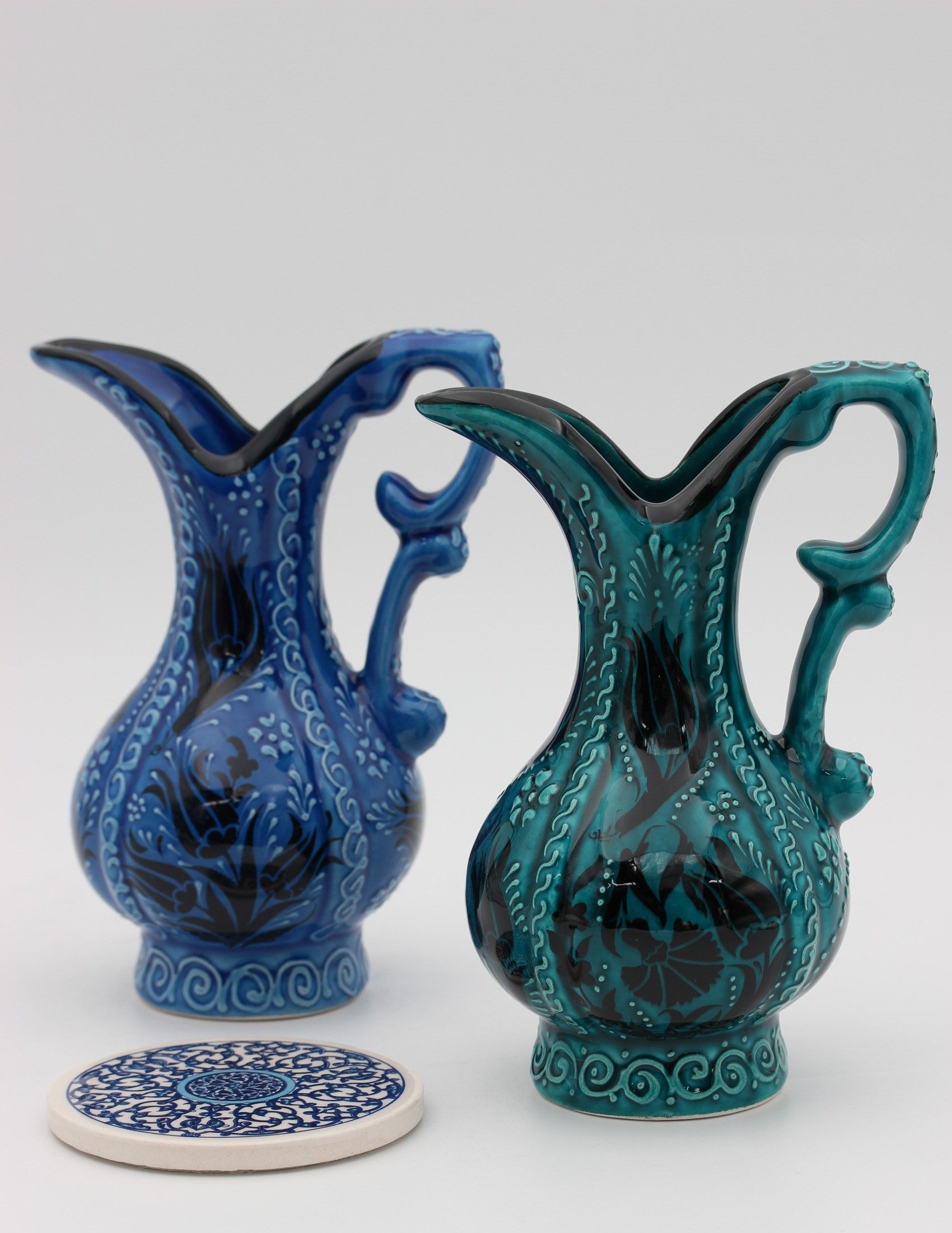 20 cm Handpainted Turkish Pitcher Vase Turquoise all