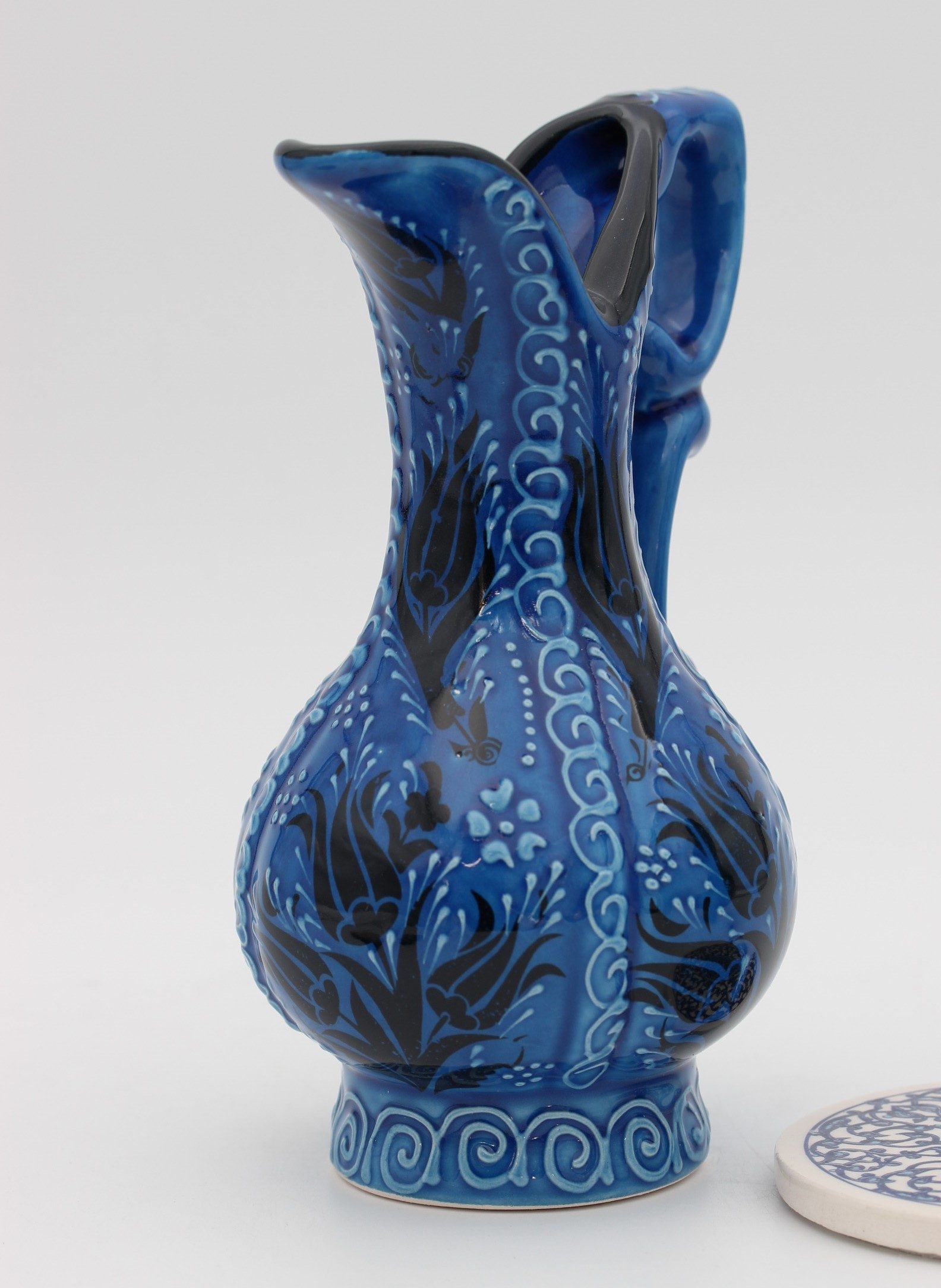 20 cm Handpainted Turkish Pitcher Vase Turquoise blue a