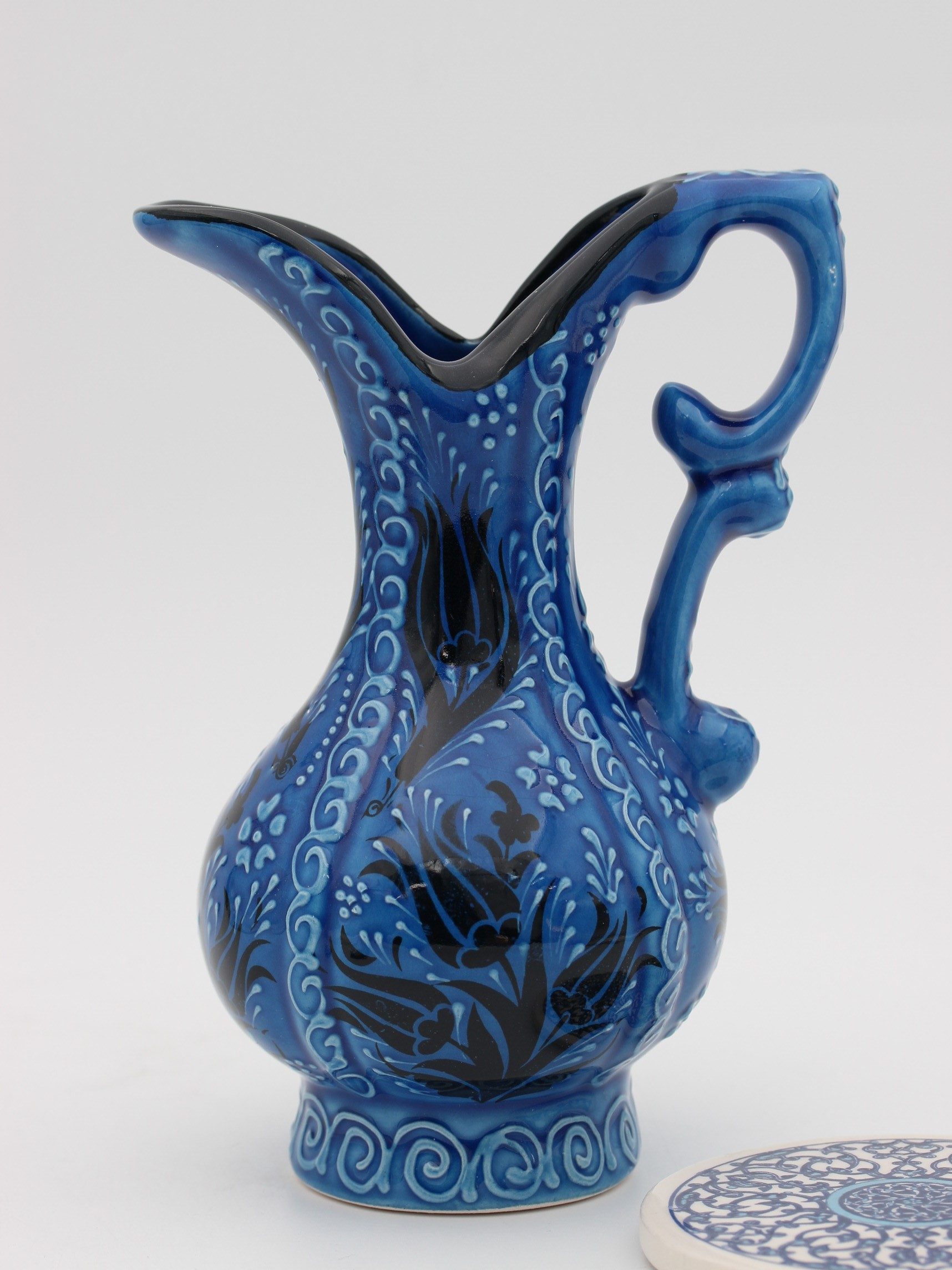 20 cm Handpainted Turkish Pitcher Vase Turquoise blue