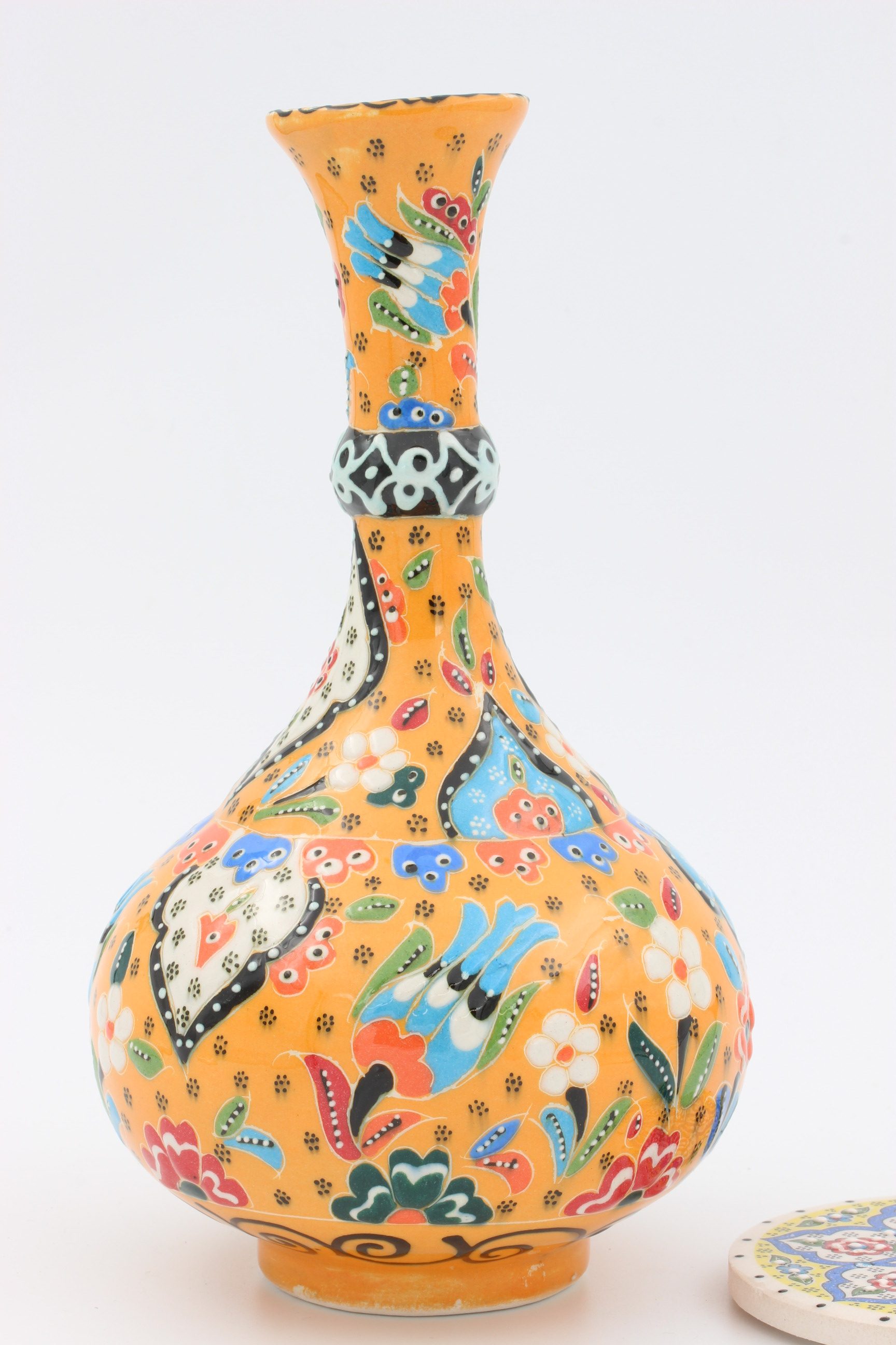 20cm Hand Crafted Turkish Tear Vase Colourful Relief 9 Orange 4