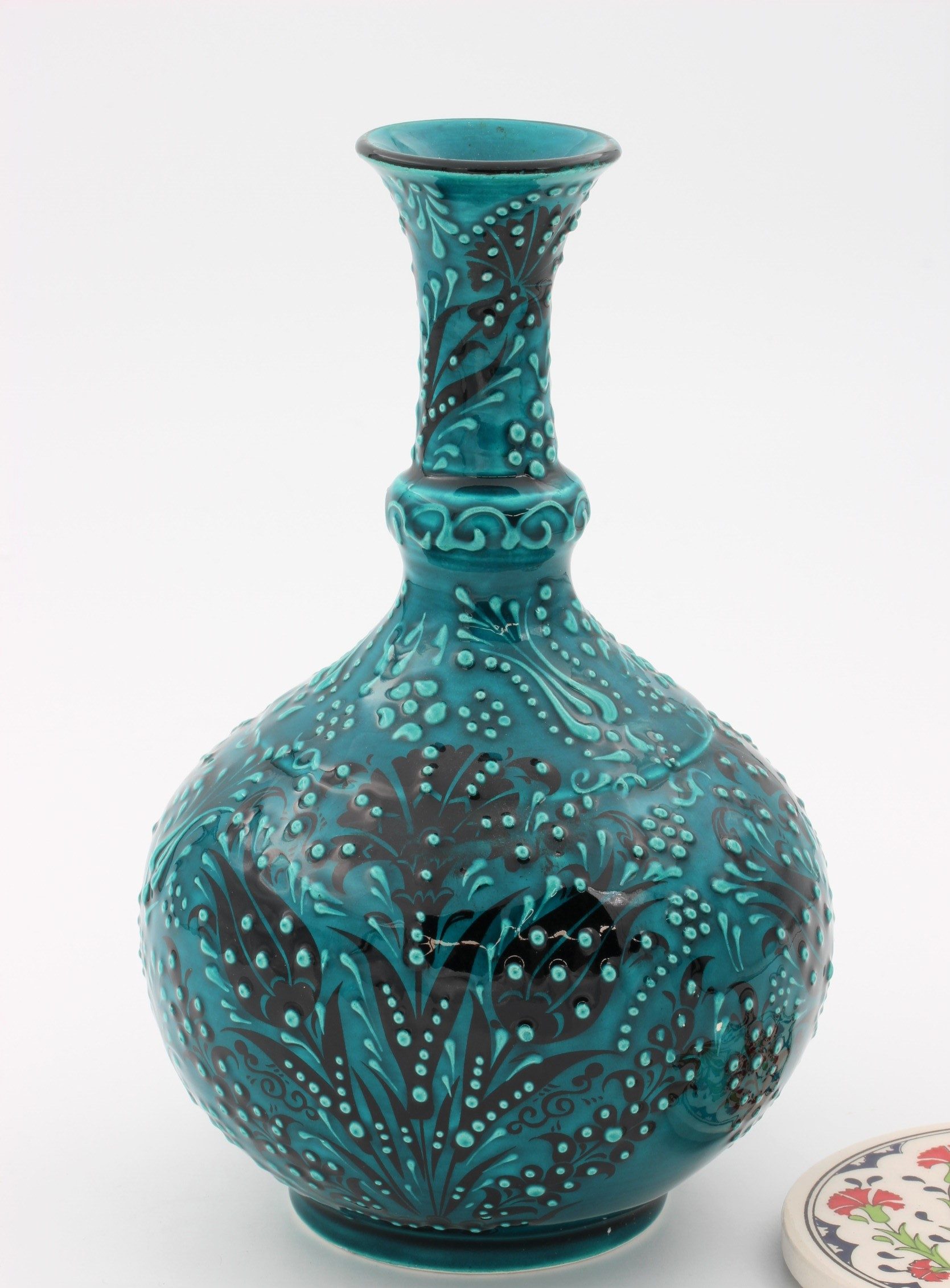20cm Hand Crafted Turkish Tear Vase Turquoise 2