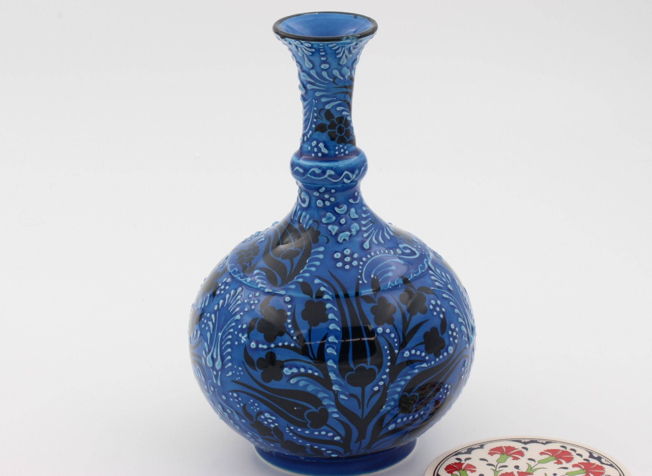 20cm Hand Crafted Turkish Tear Vase Turquoise Blue 1