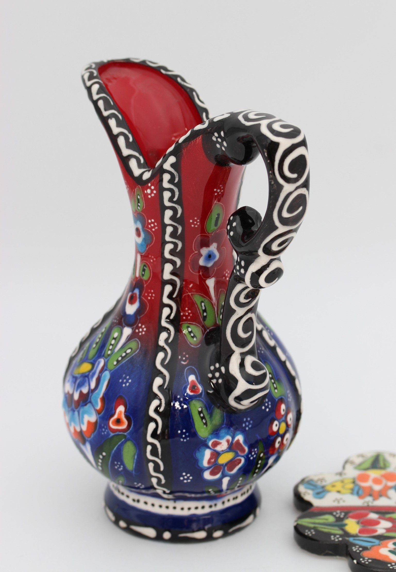 20cm Handpainted Turkish Pitcher Vase Colourful all 2