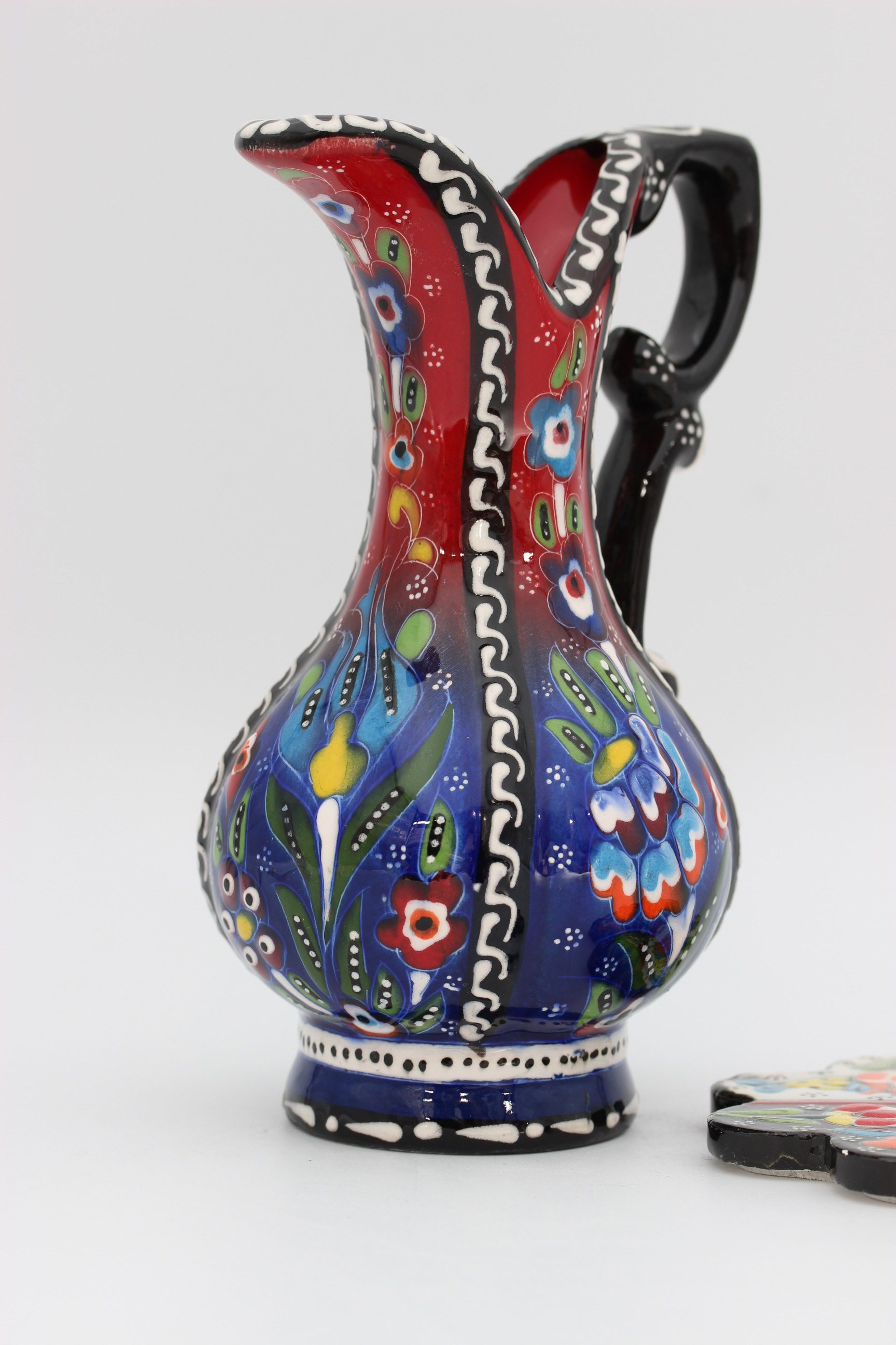 20cm Handpainted Turkish Pitcher Vase Colourful all