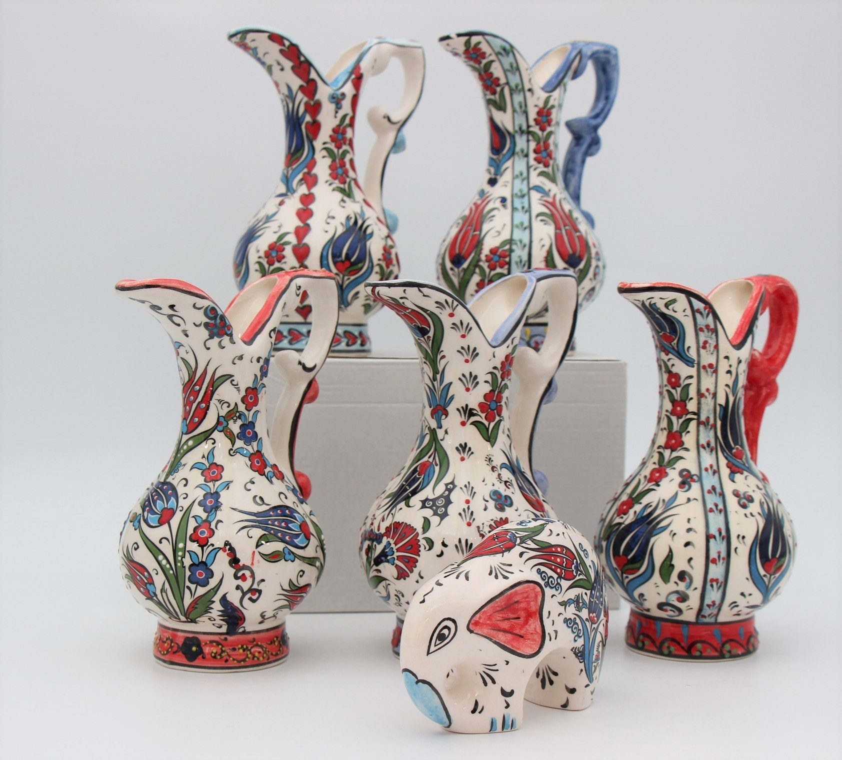 20cm Handpainted Turkish Pitcher Vase Tulip all 6