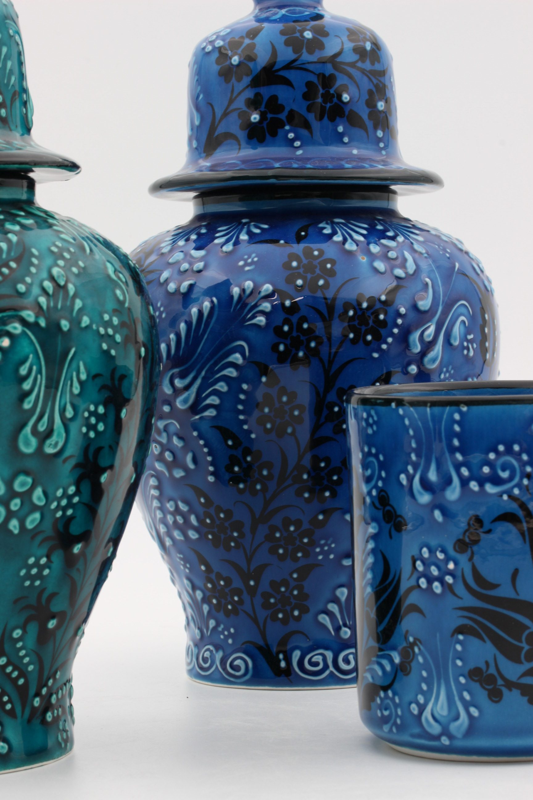 24cm Hand Crafted Shah Vase Turquoise Blue 2 all