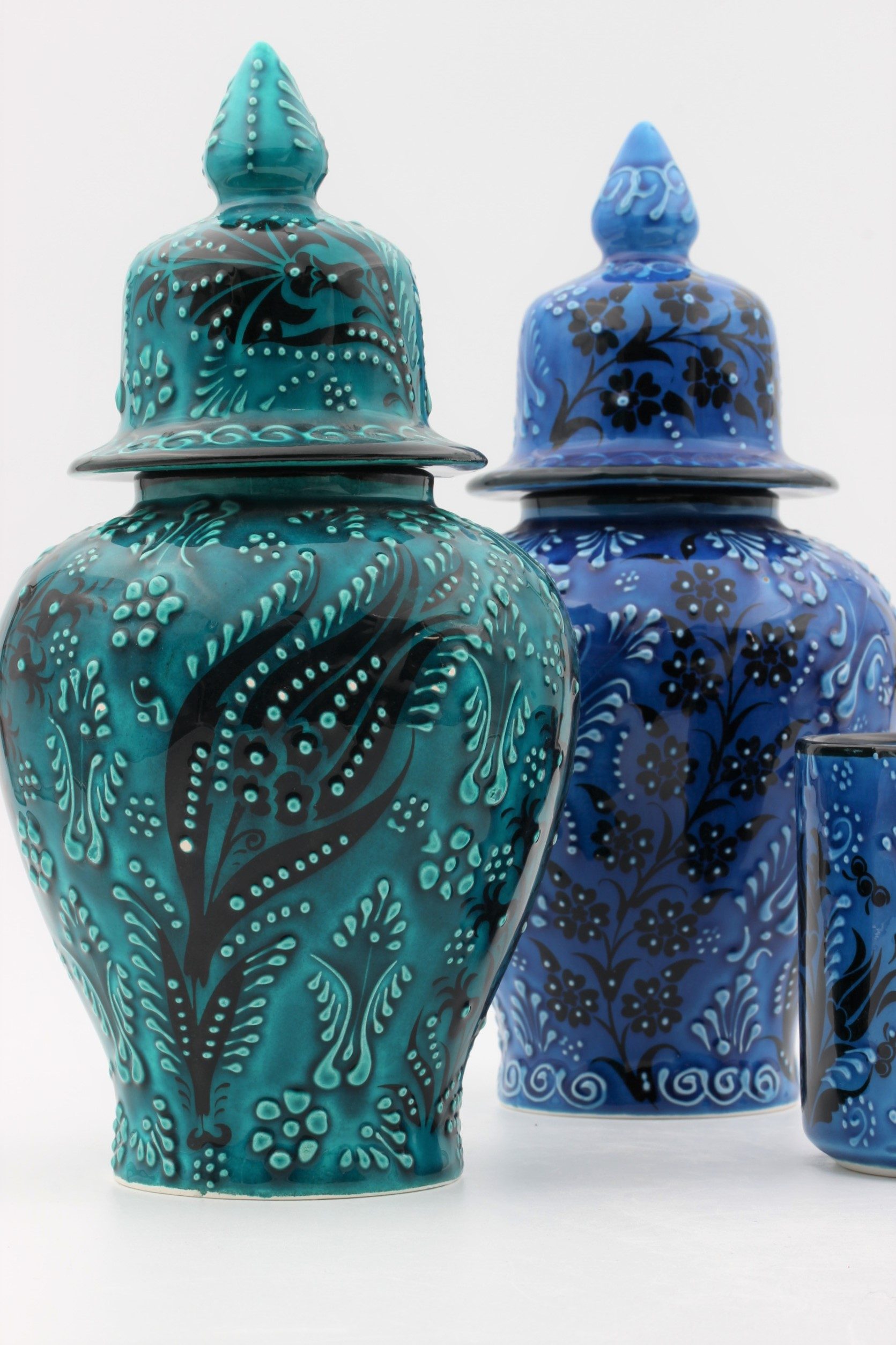 24cm Hand Crafted Shah Vase Turquoise Blue 2 all2