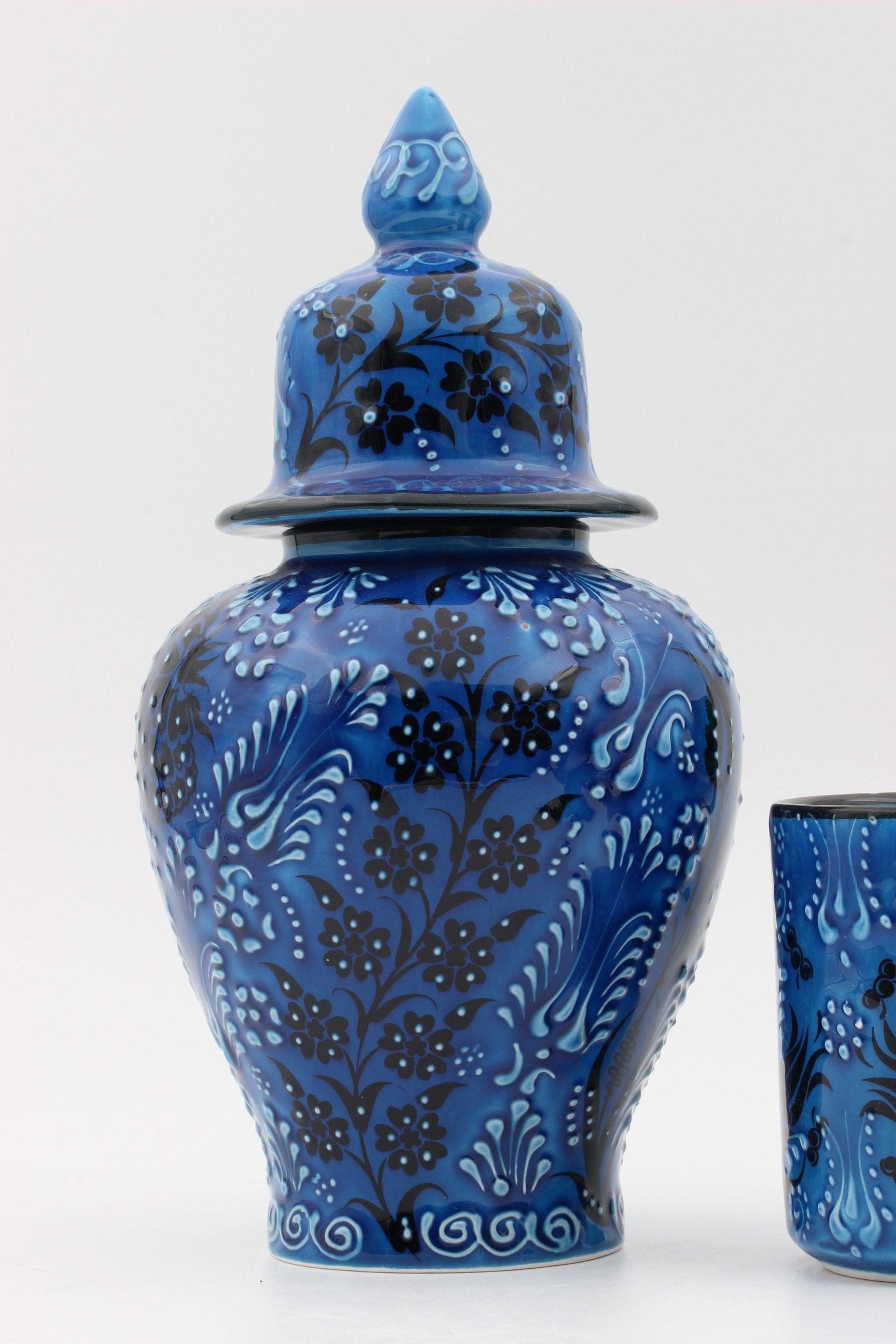 24cm Hand Crafted Shah Vase Turquoise Blue 2 b