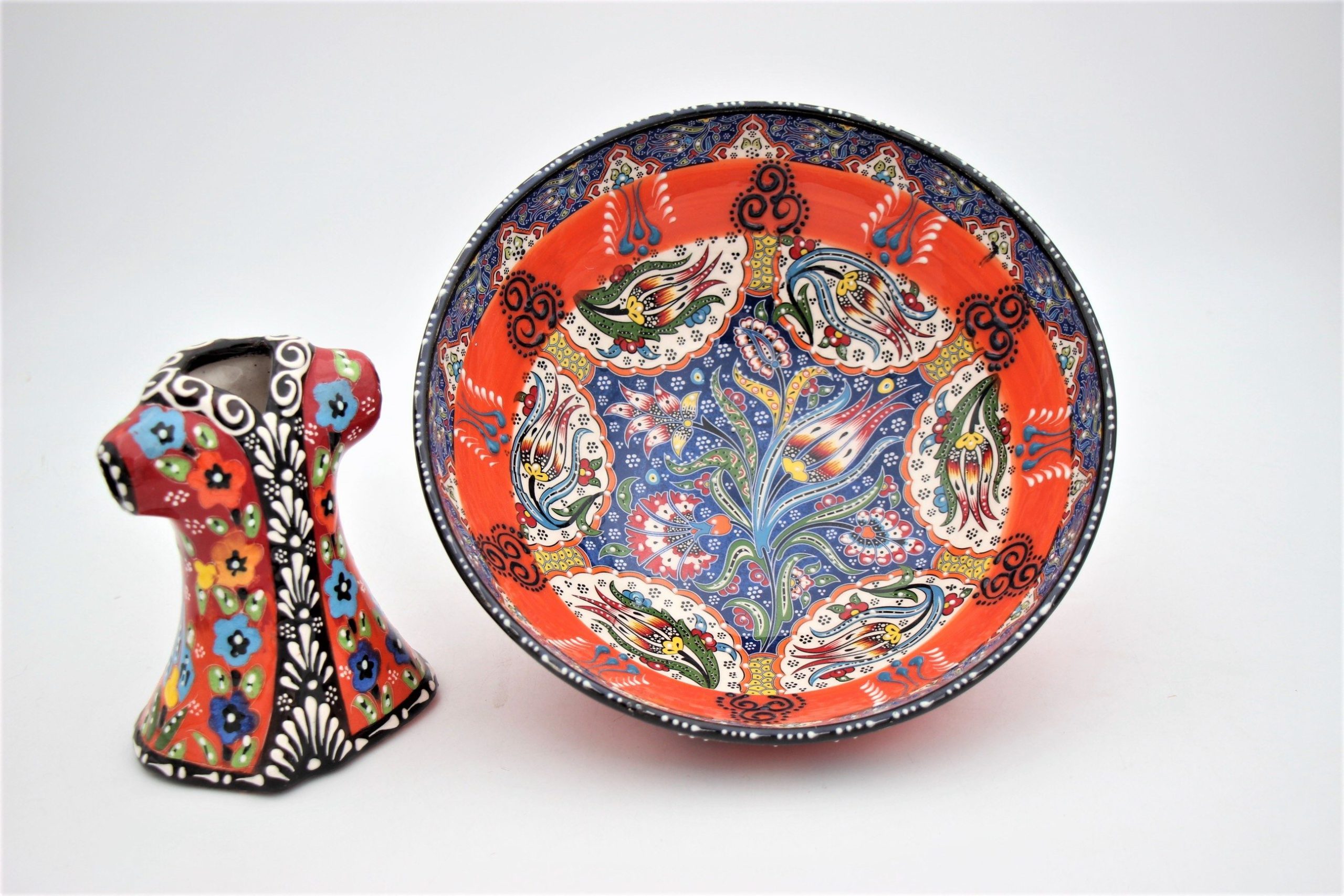25cm Turkish Hand Painted Ceramic Bowl Relief 1