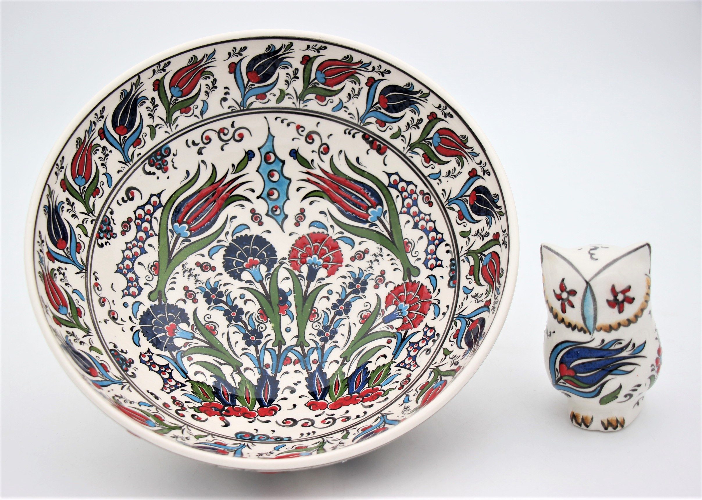25cm Turkish Hand Painted Tulip Ceramic Bowl 1