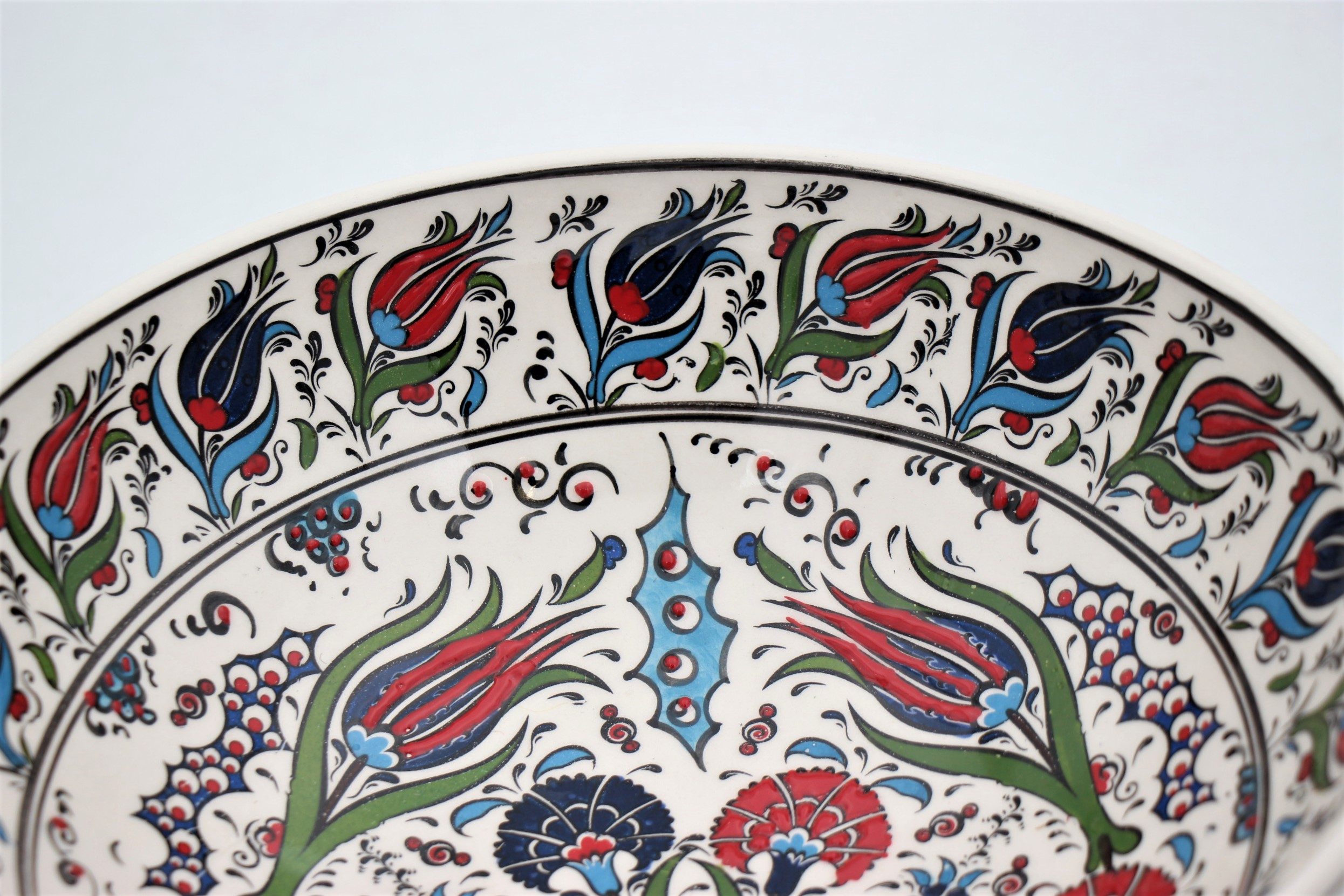 25cm Turkish Hand Painted Tulip Ceramic Bowl 1b