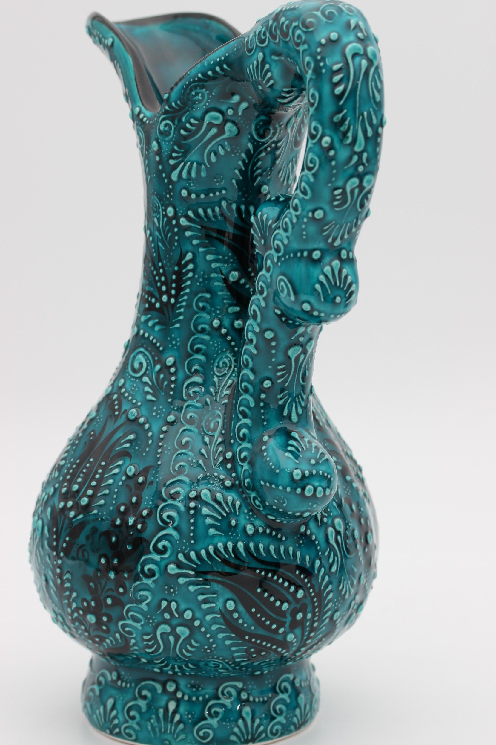 27cm Handpainted Turkish Pitcher Vase Turquoise Blue 4 all1