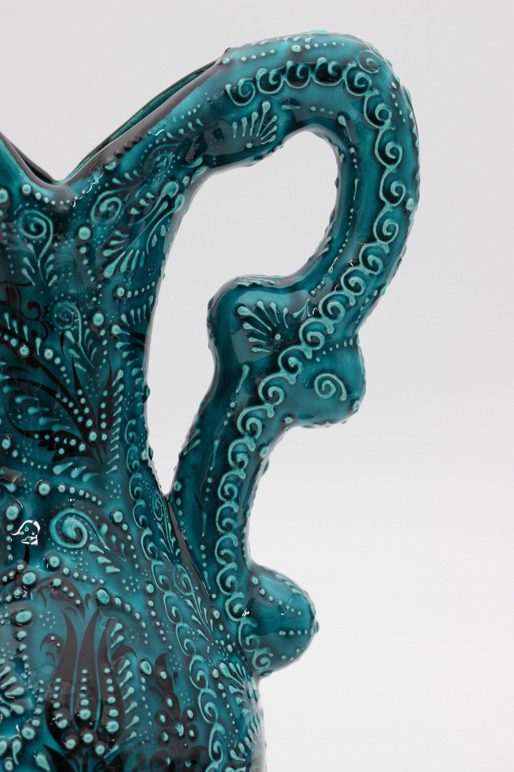 27cm Handpainted Turkish Pitcher Vase Turquoise all2