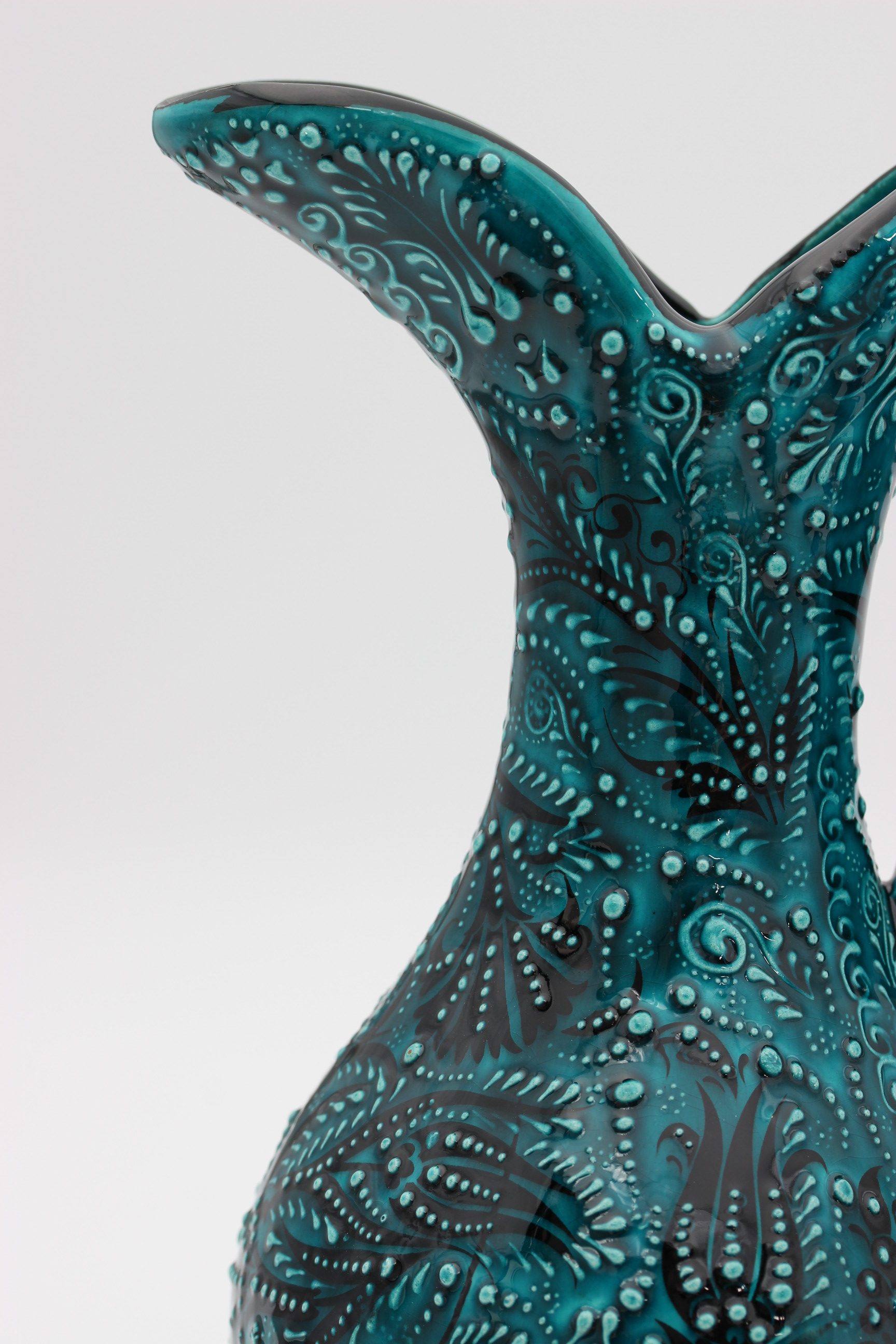 27cm Handpainted Turkish Pitcher Vase Turquoise all3