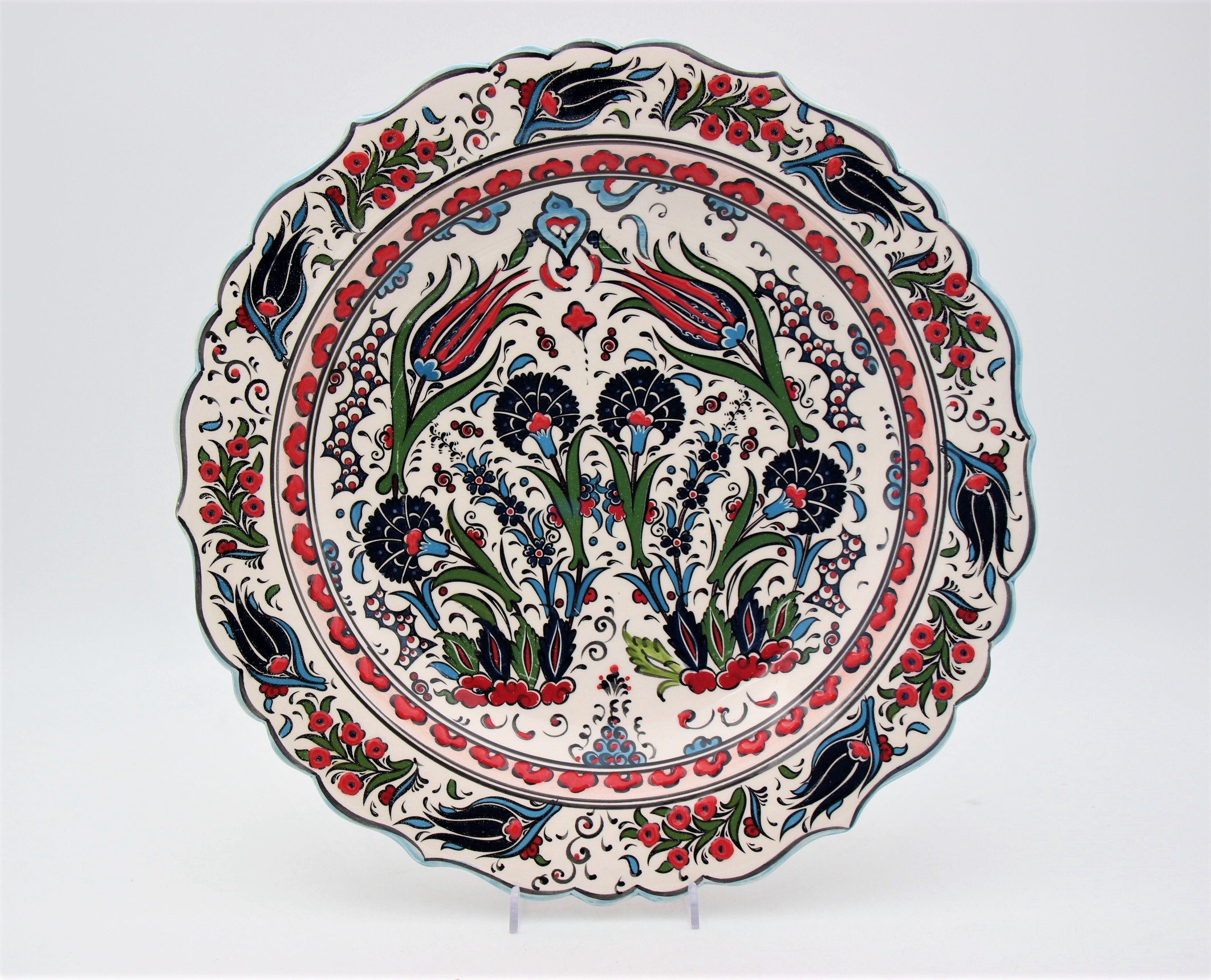 30 Cm Turkish Hand Painted Ceramic Plate Tulip 2