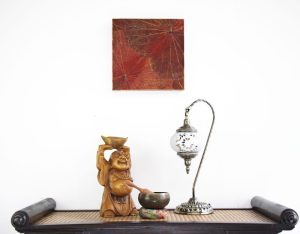 30 x 30 Lotus Leaf Art Rustic Red