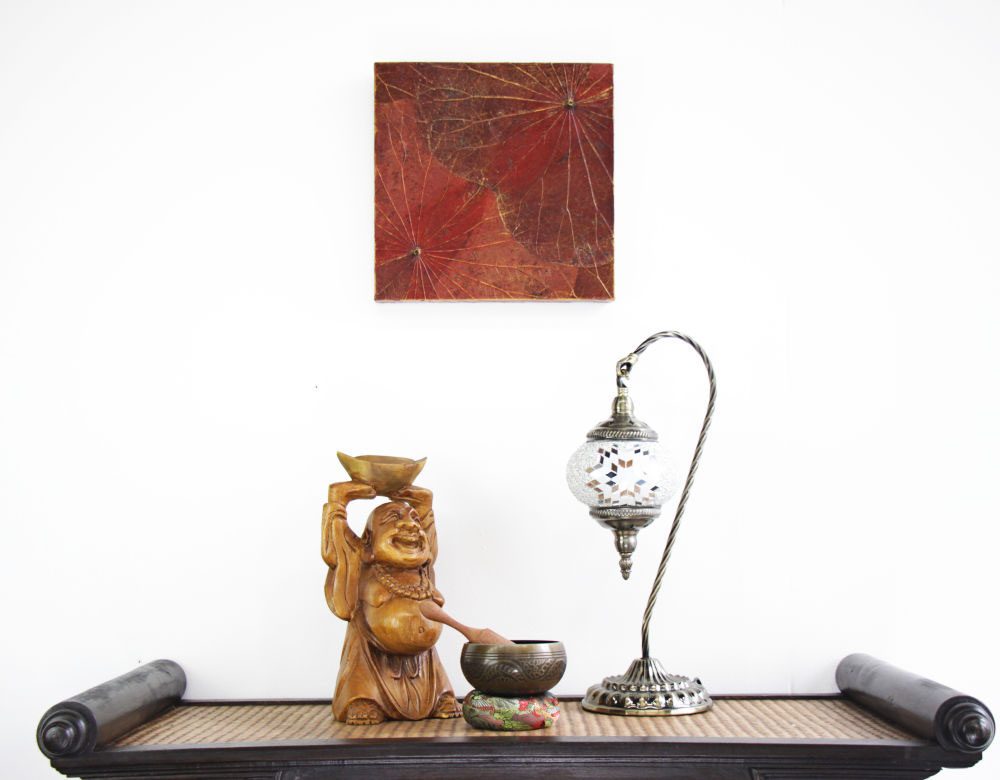 30 x 30 Lotus Leaf Art Rustic Red 1 30 x 30 Lotus Leaf Art Rustic Red