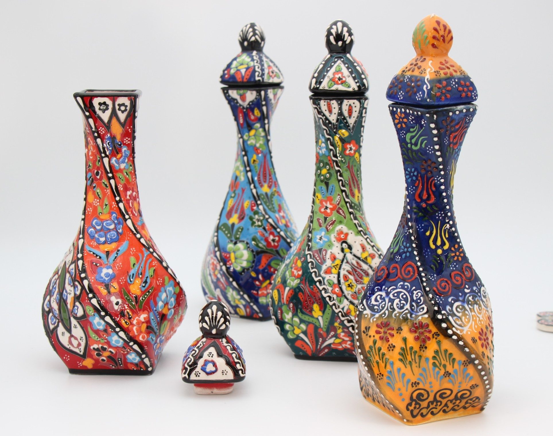 30cm Hand Painted Turkish Twist Vase Coloured 20