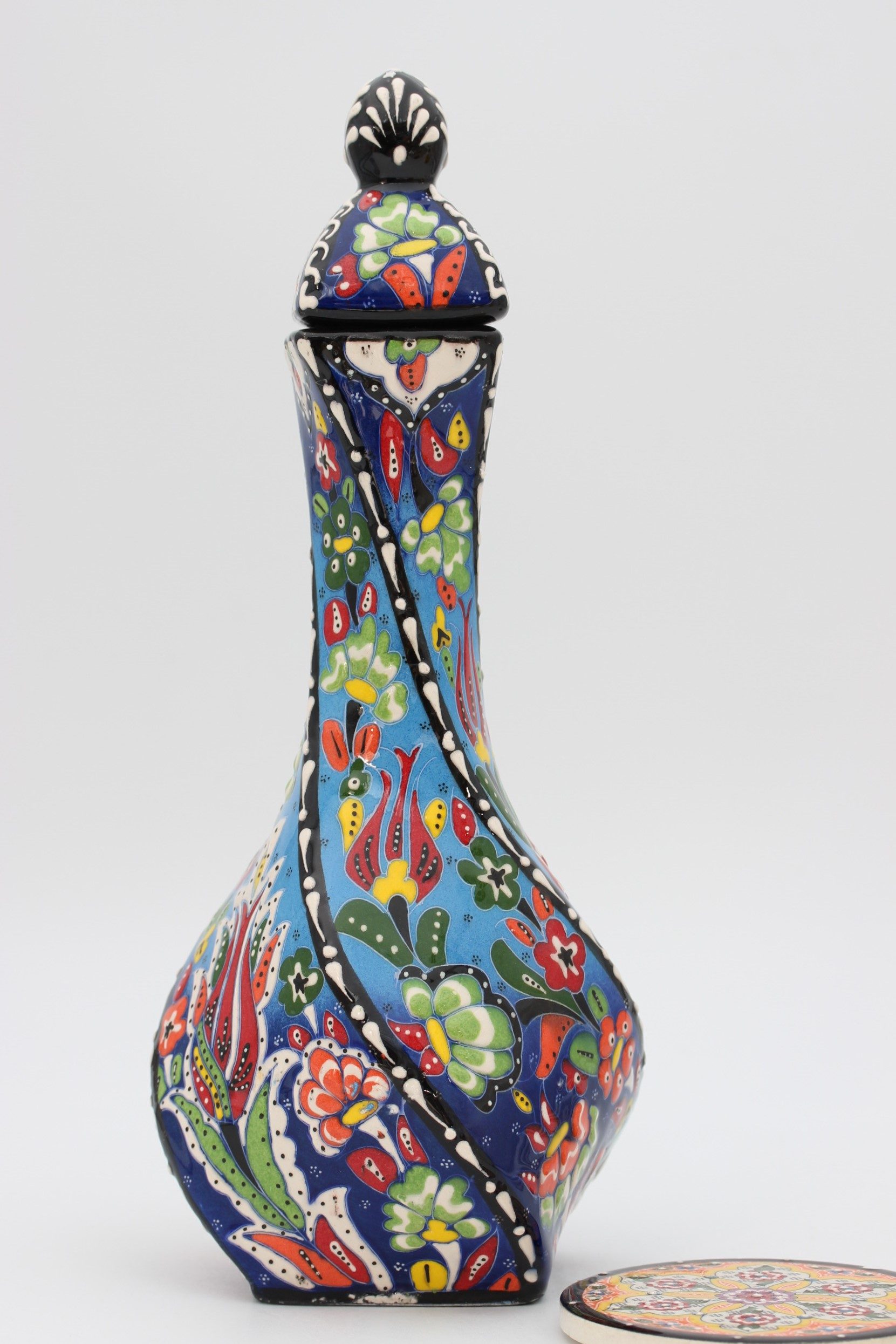 30cm Hand Painted Turkish Twist Vase Coloured 6