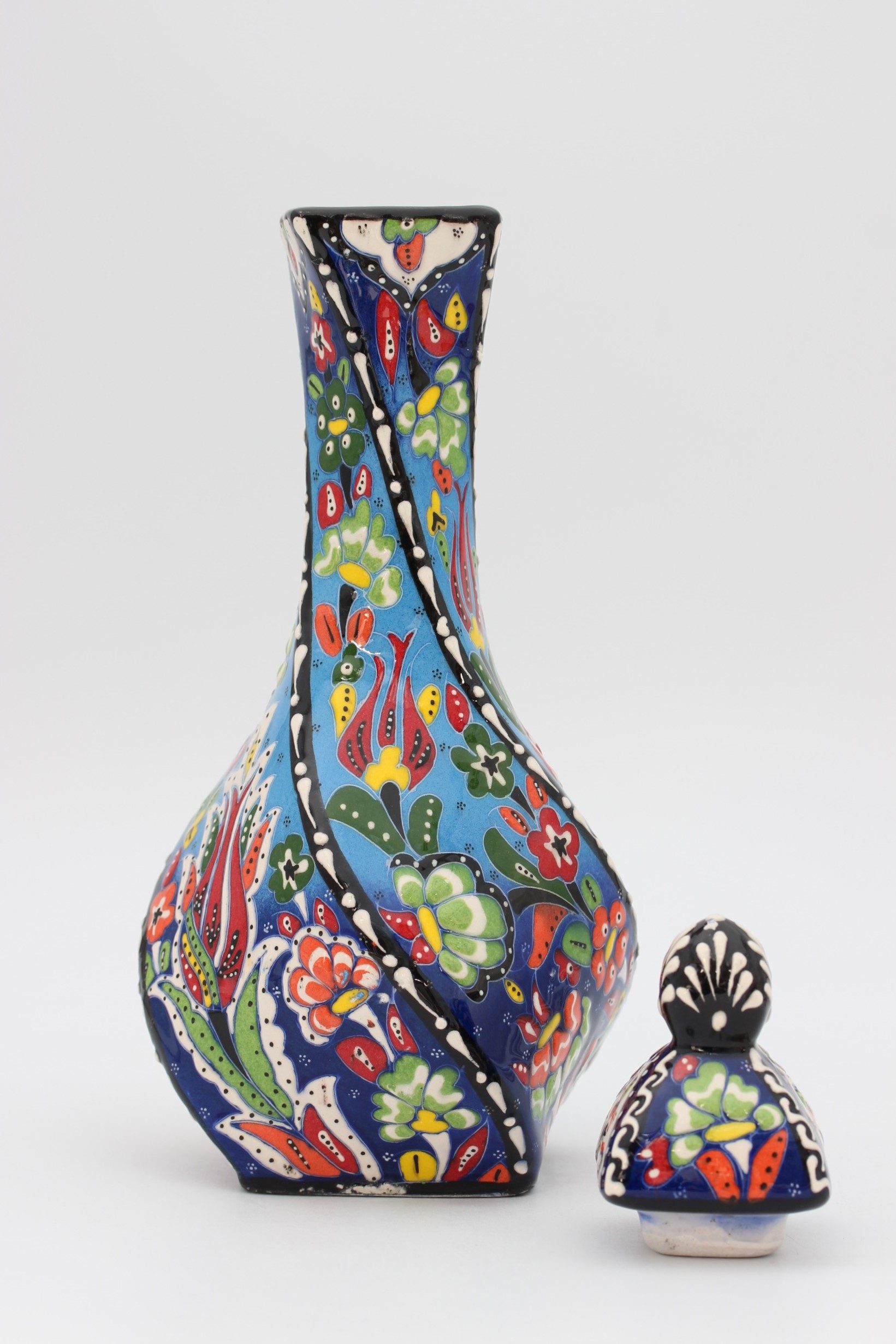 30cm Hand Painted Turkish Twist Vase Coloured all 1