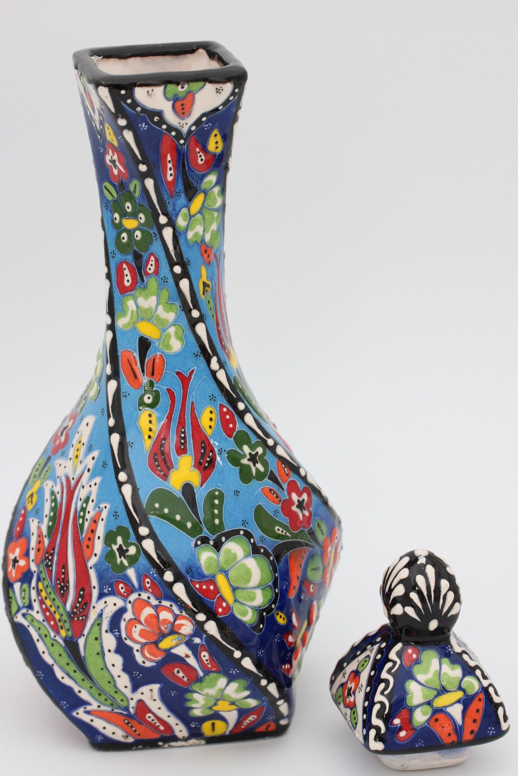 30cm Hand Painted Turkish Twist Vase Coloured all 2