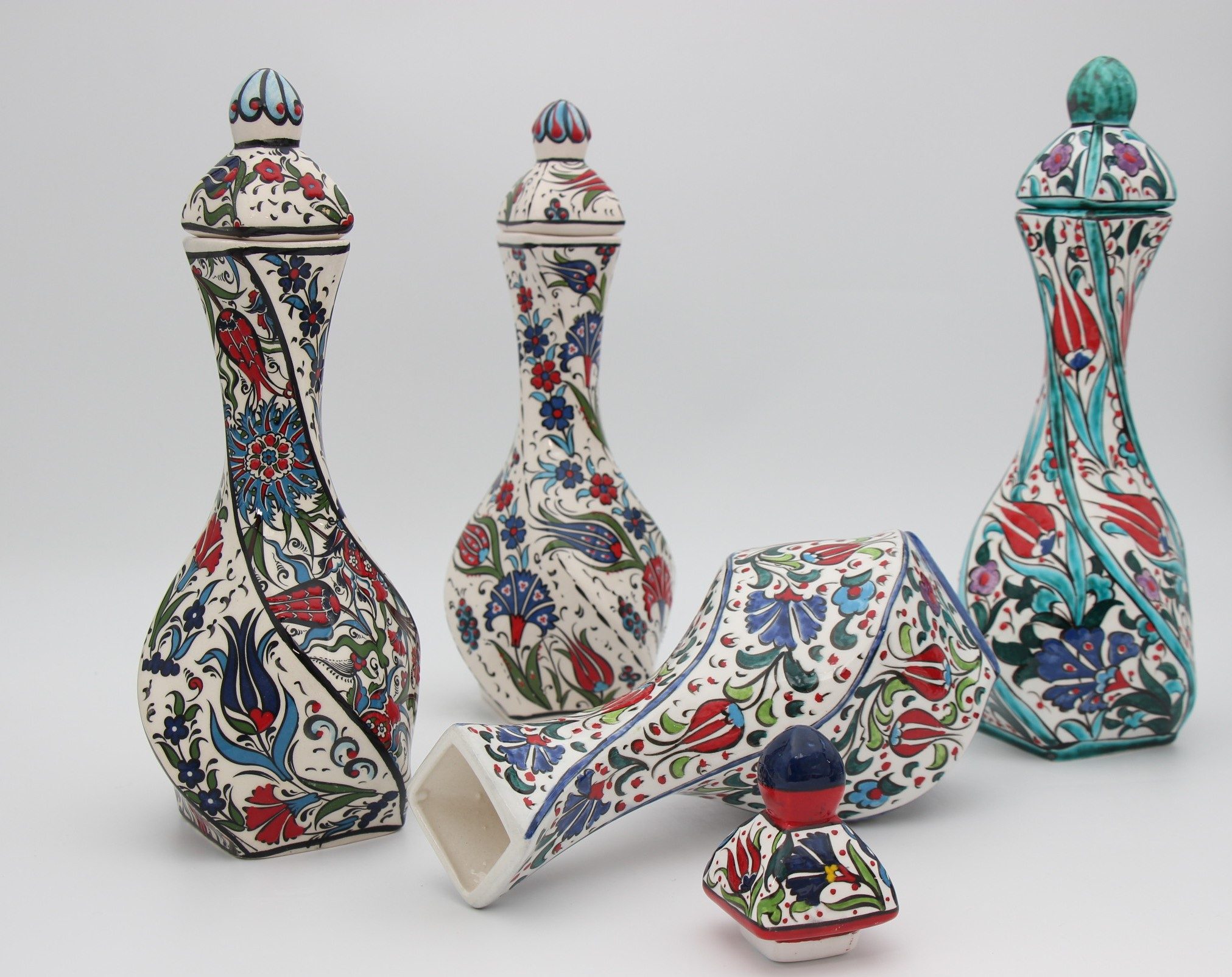 30cm Hand Painted Turkish Twist Vase Tulip all 5