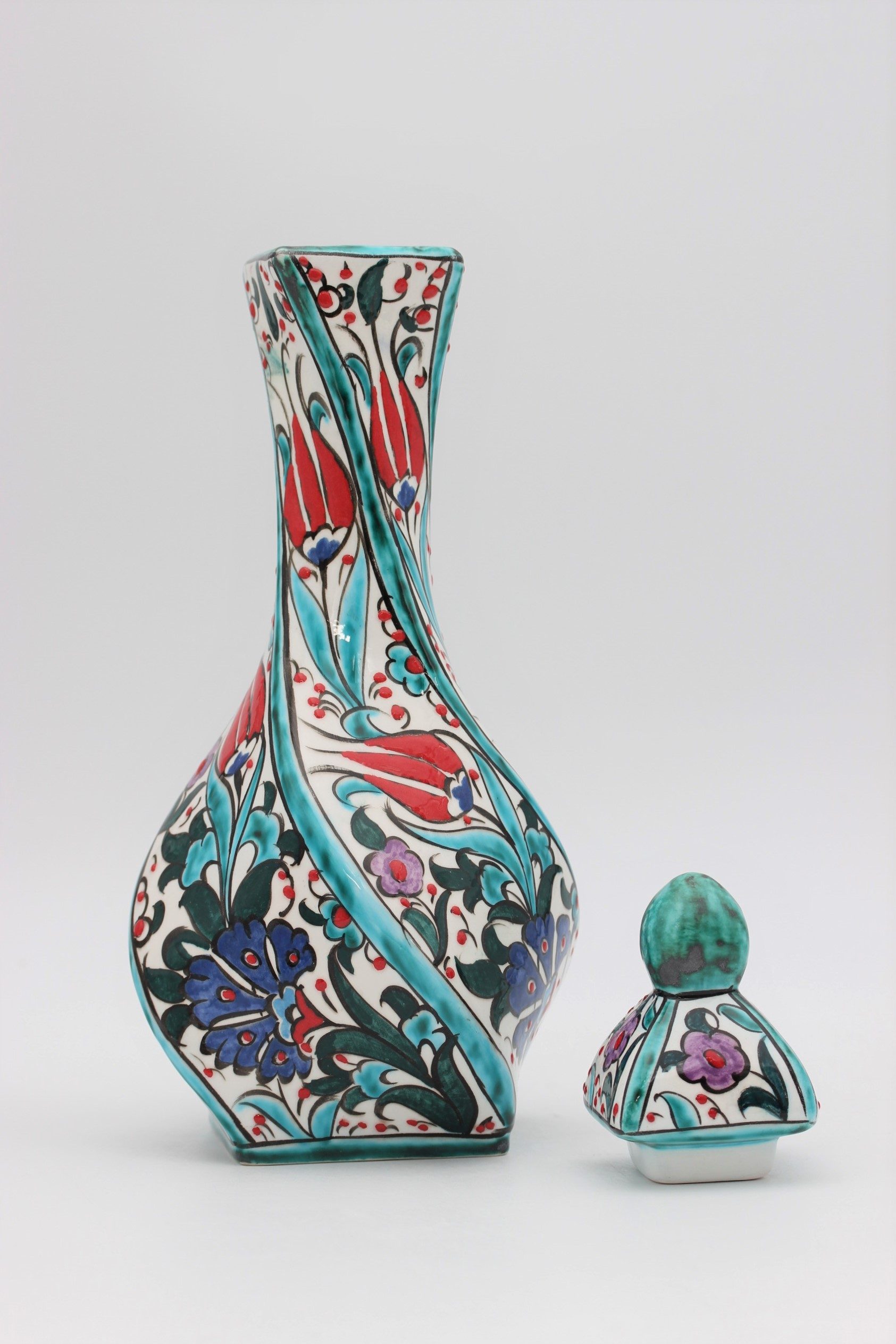 30cm Hand Painted Turkish Twist Vase Tulip all