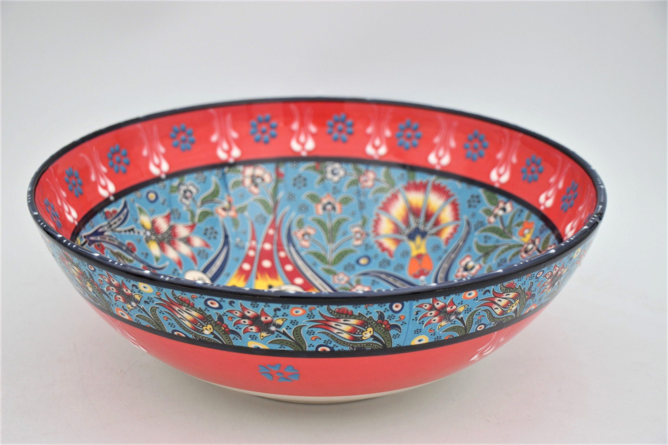 30cm Turkish Hand Painted Ceramic Bowl Relief 1b