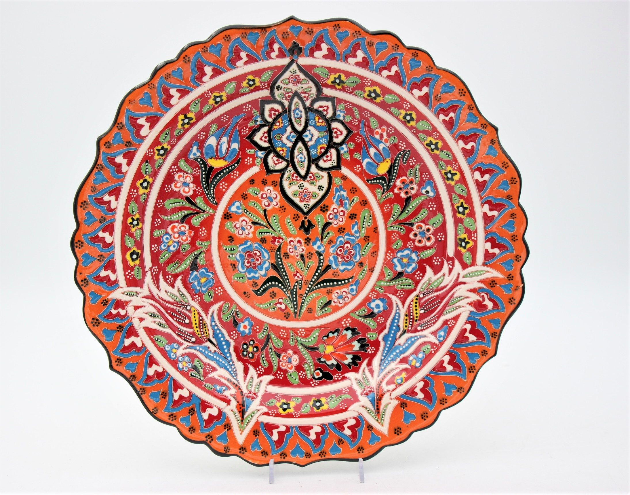 30cm Turkish Hand Painted Ceramic Plate Relief 1