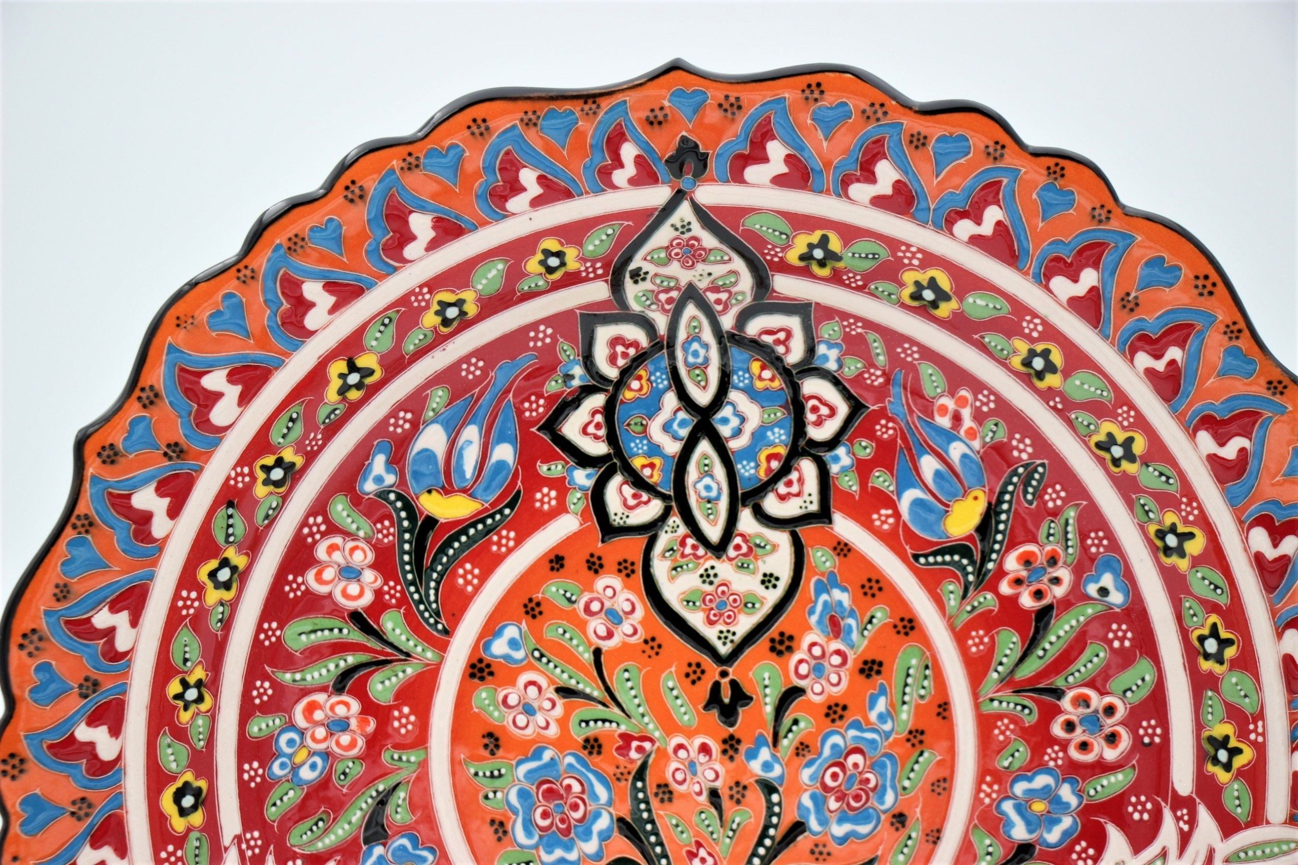 30cm Turkish Hand Painted Ceramic Plate Relief 1a